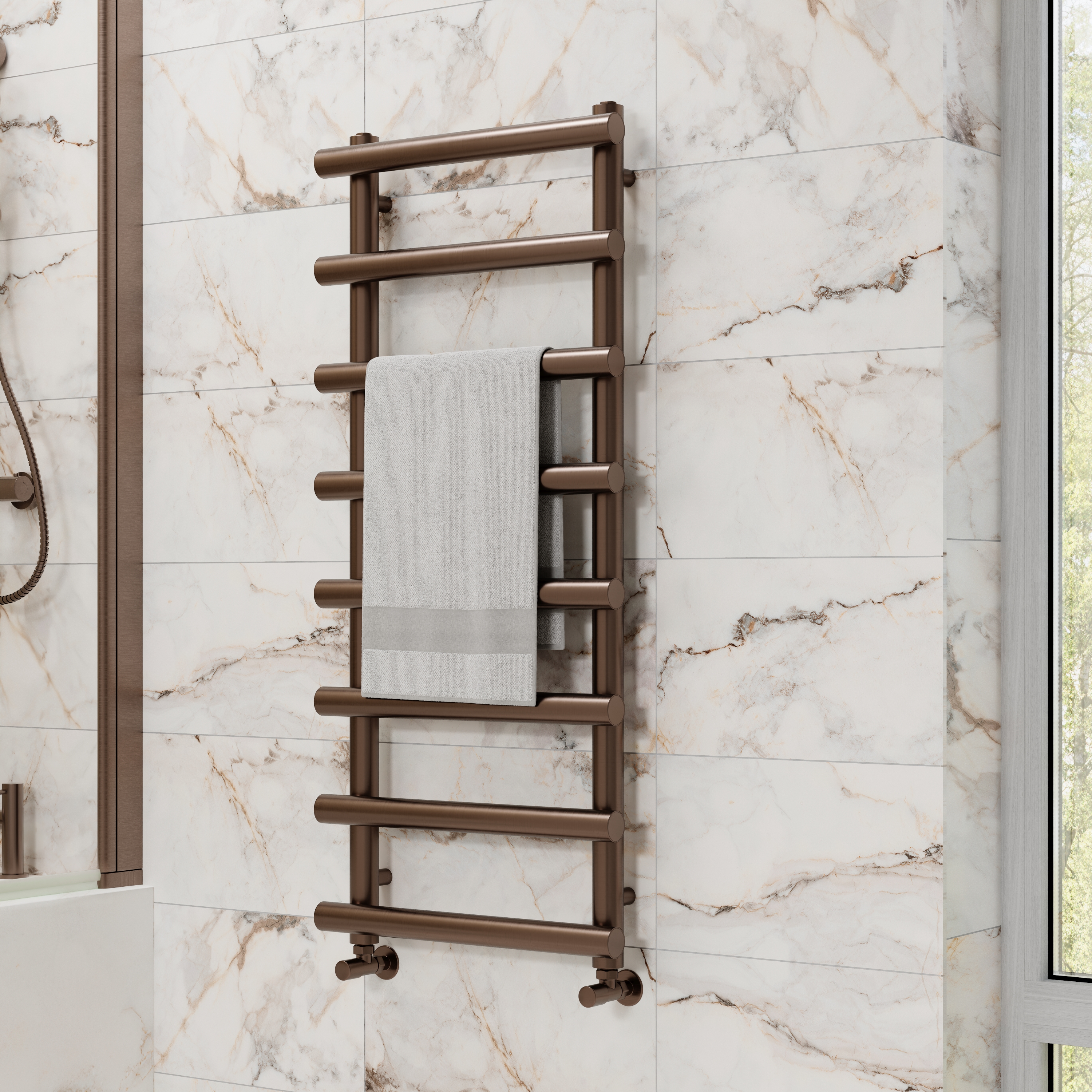 Toasty Yarrow Brushed Bronze Heated Towel Rail