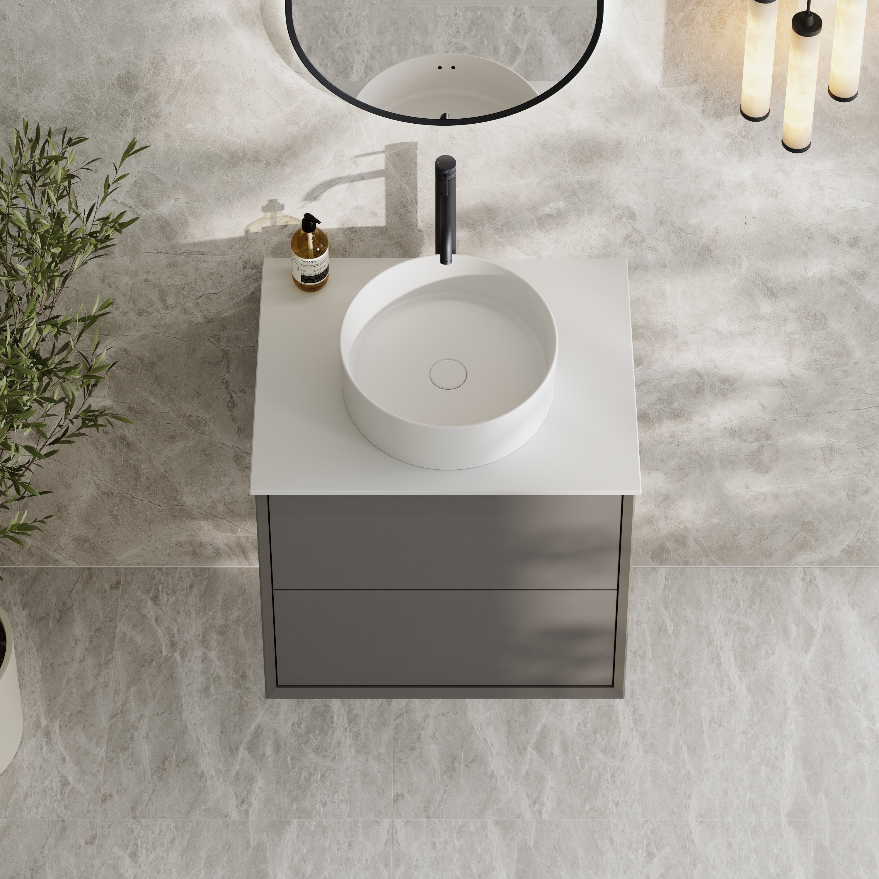 Oslo 600mm Wall Mounted Vanity Unit & Sintered Stone Countertop