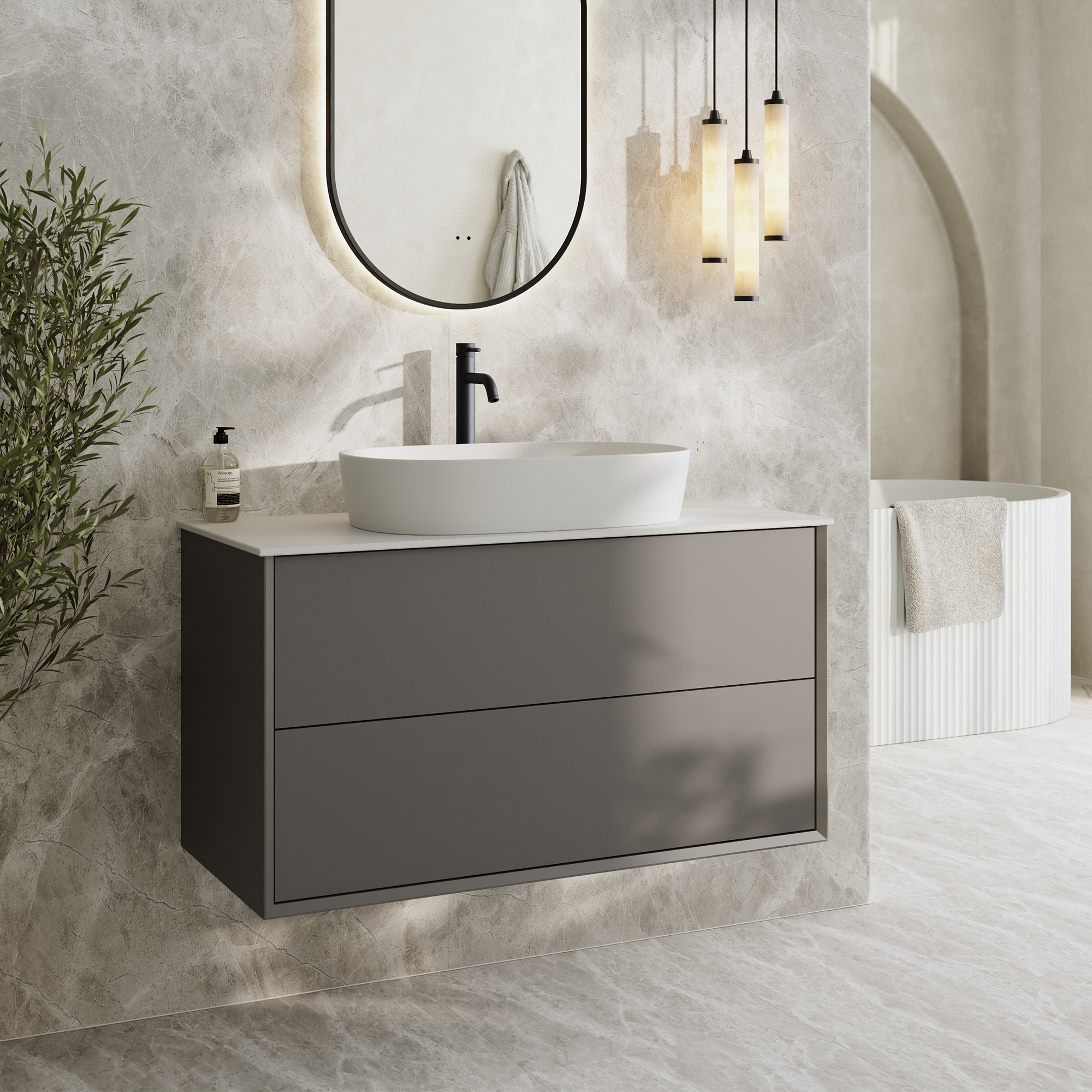 Oslo 1000mm Wall Mounted Vanity Unit & Sintered Stone Countertop