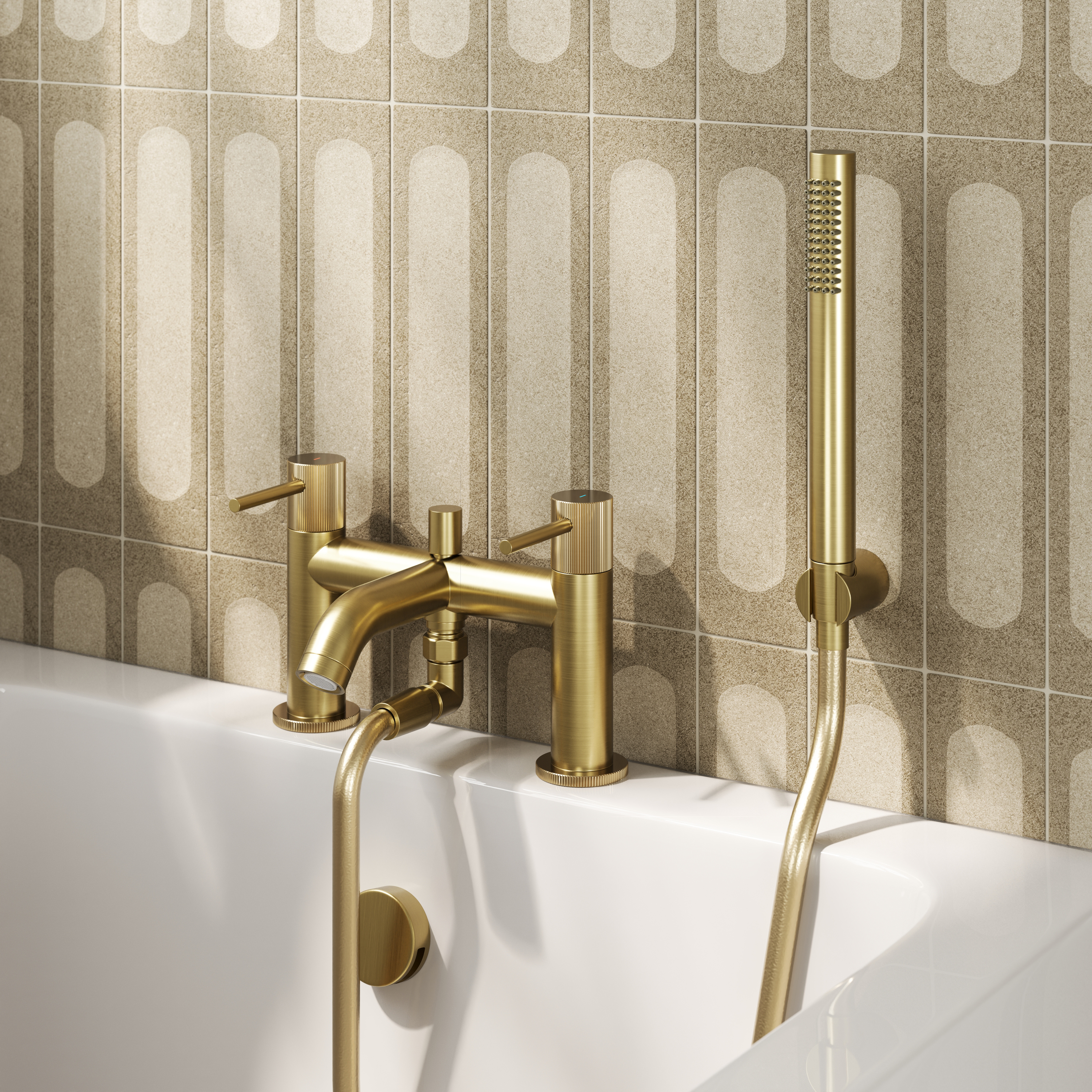 Harbour Fluted Deck Mounted Bath Shower Mixer Tap