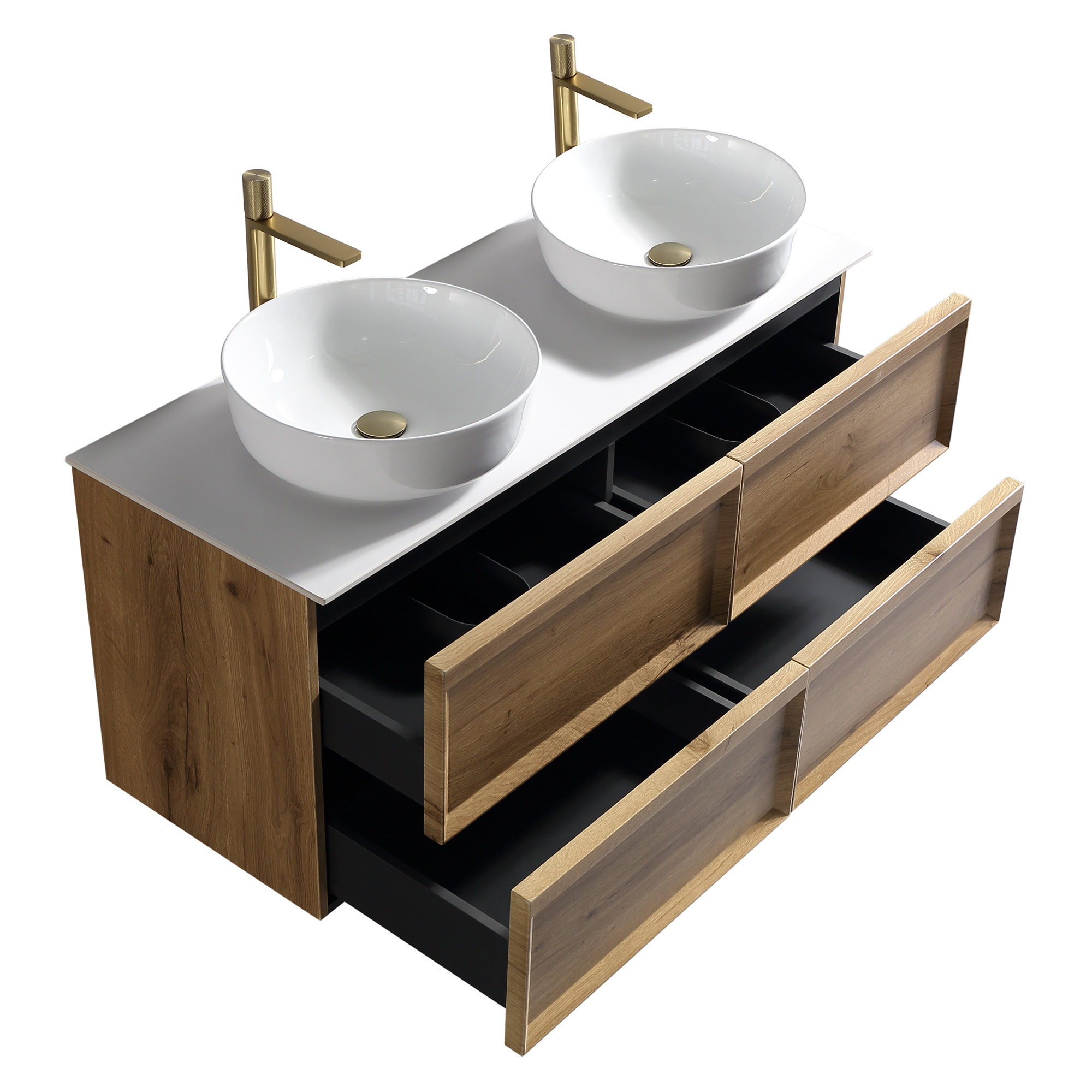 Aura 1200mm Wall Mounted Natural Oak Vanity Unit & Sintered Stone Countertop