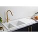 Thomas Denby Lydian Chef 1.5 Bowl Gloss White Ceramic Kitchen Sink & Presto Automatic Waste - 1000 x 510mm