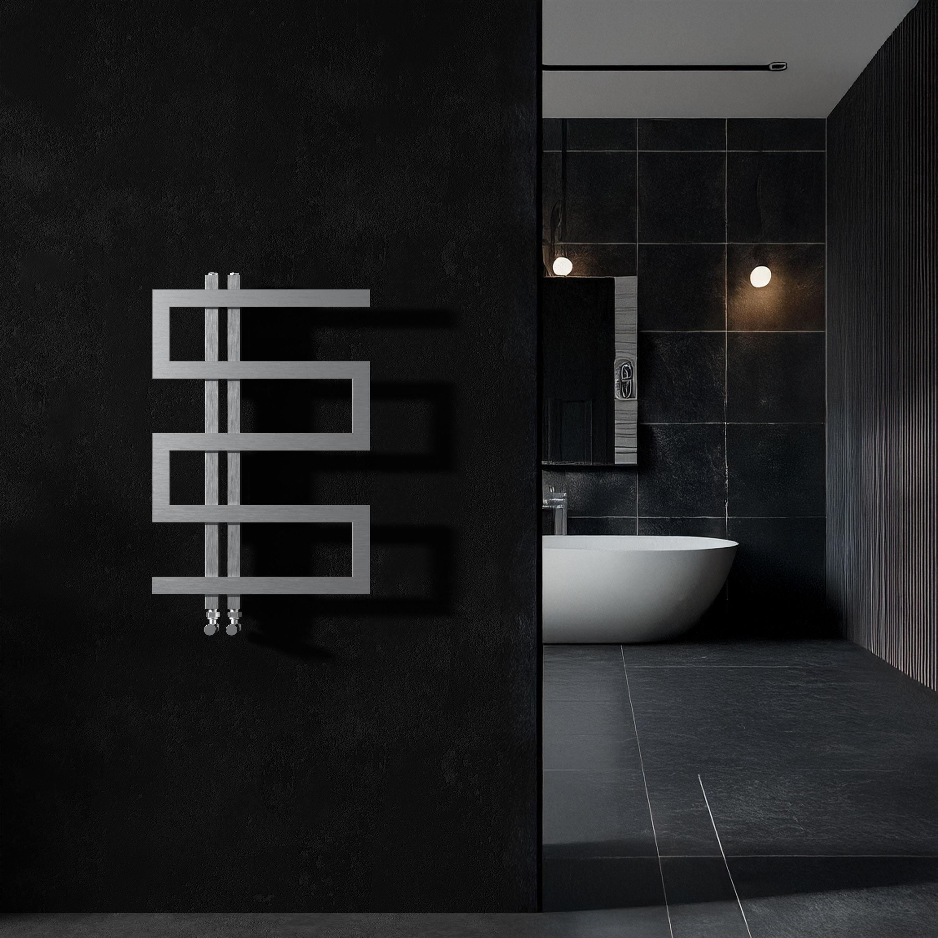 Carisa Ibiza Offset Stainless Steel Designer Heated Towel Rail