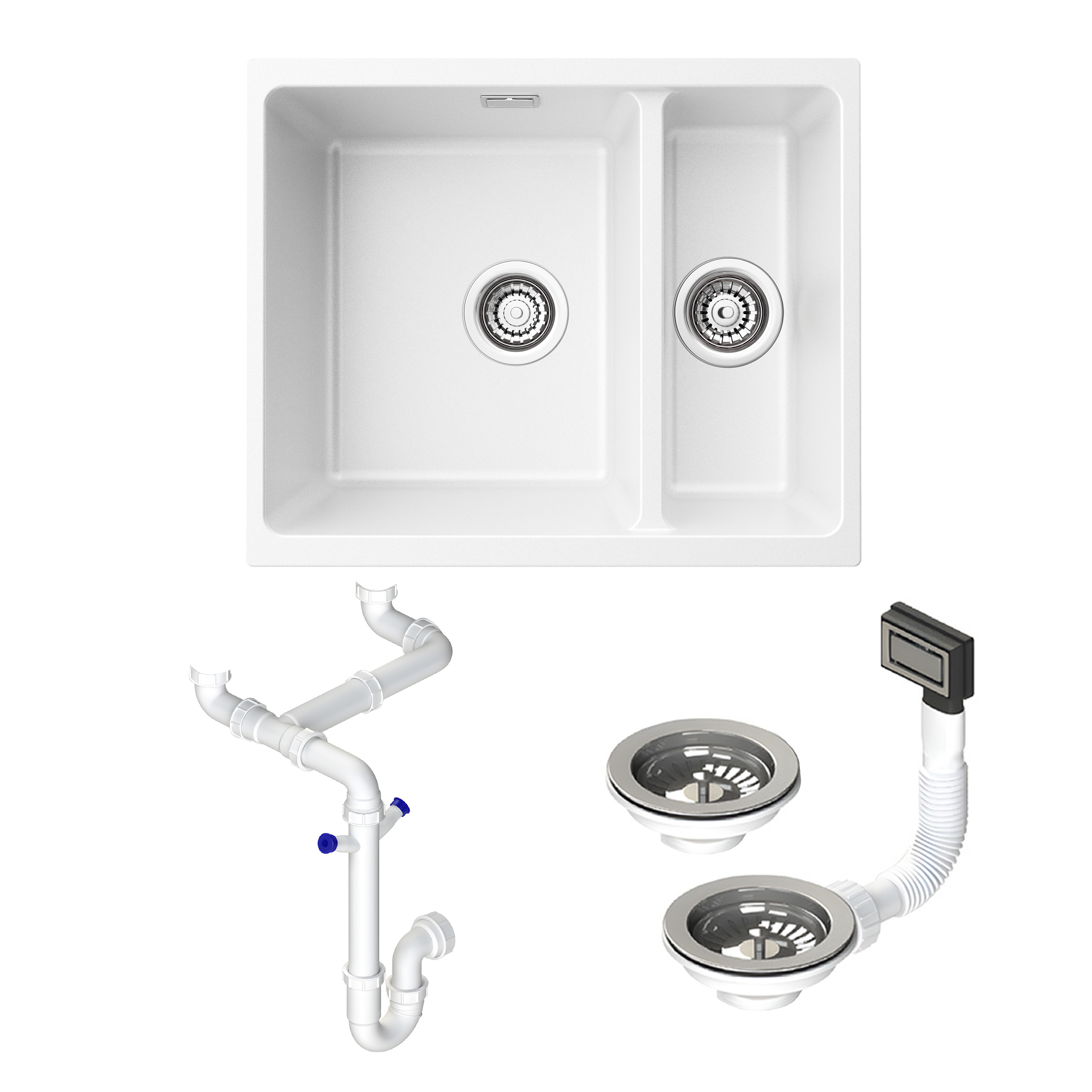 Vellamo Terra 1.5 Bowl Granite Composite Inset/Undermount Kitchen Sink & Waste Kit - 555 x 460mm