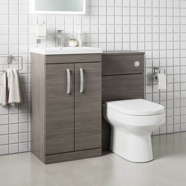 Drench Emily 1000mm Combination Bathroom Toilet & 2 Door Sink Unit - Grey Avola