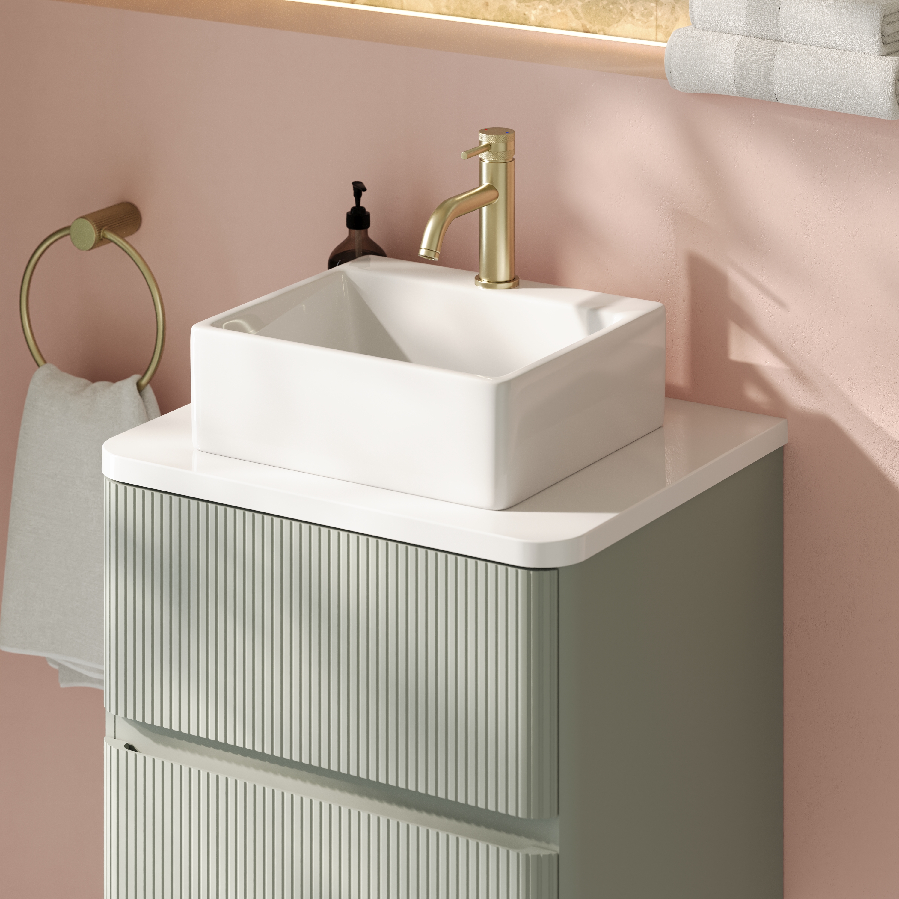 Drench Origin 500mm Fluted Wall Mounted Vanity Unit & Countertop