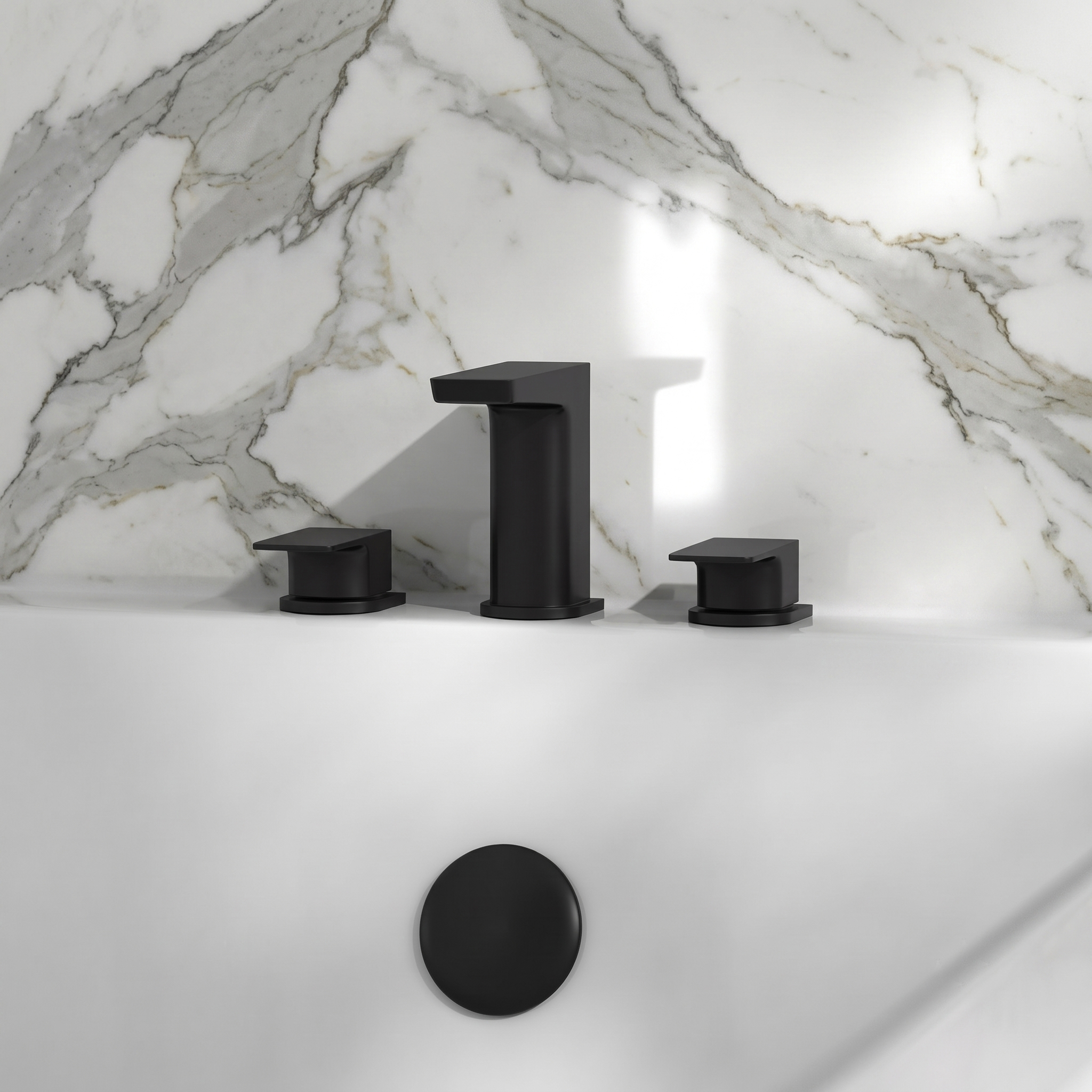 Harbour Status Matt Black 3 Hole Bath Mixer Tap