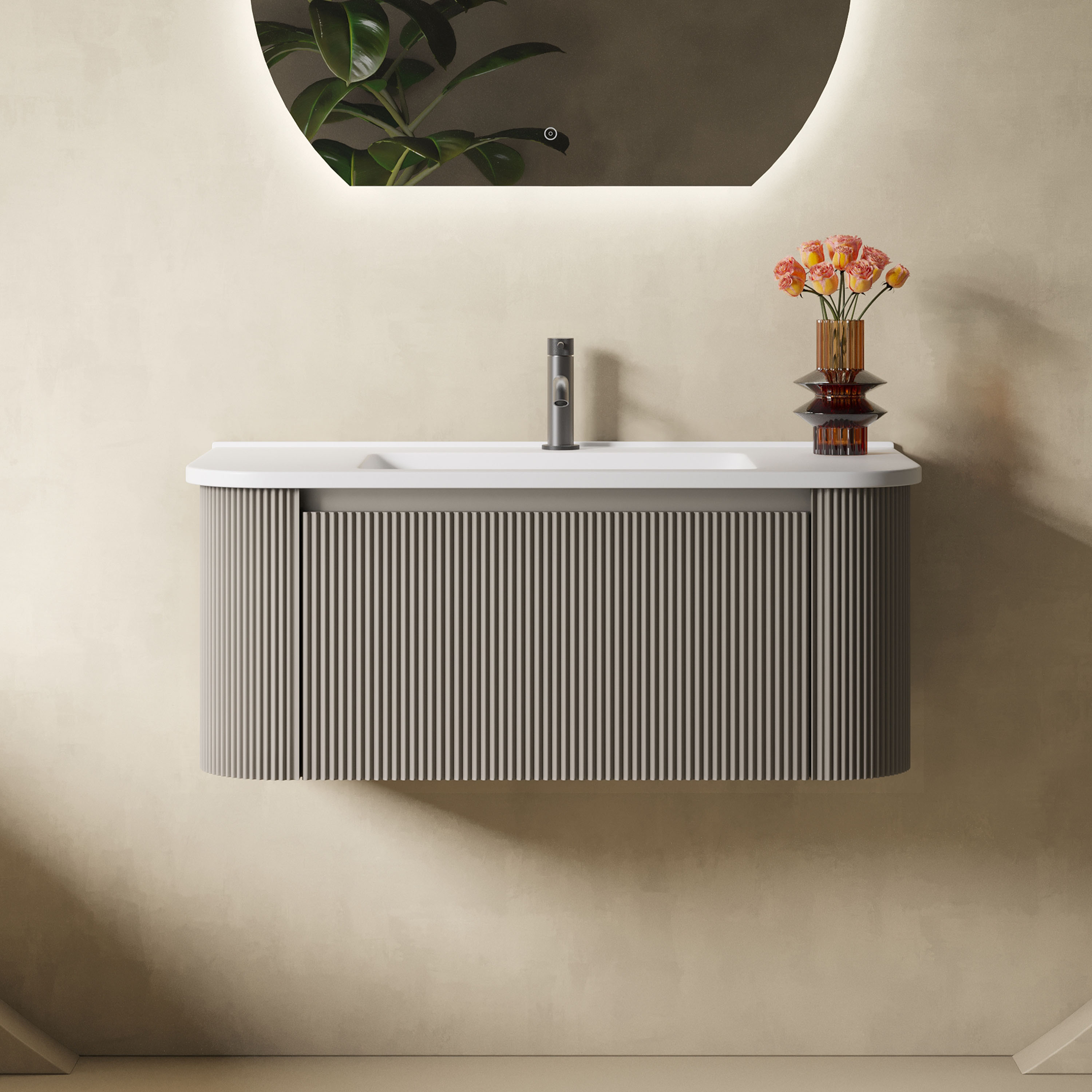 Drench Groove Fluted Furniture Sample - Soft Coffee
