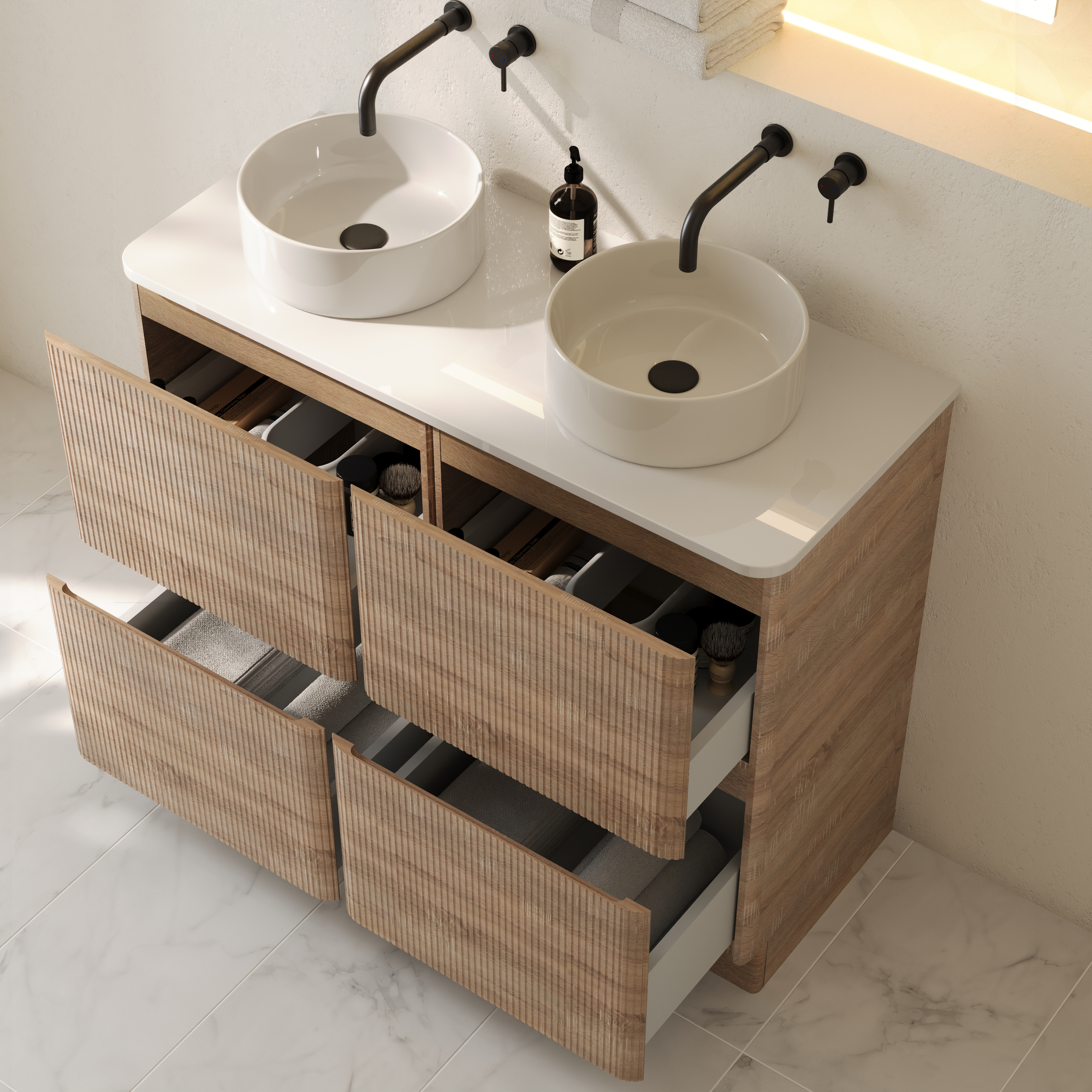 Drench Origin 1000mm Fluted Floorstanding Vanity Unit & Countertop