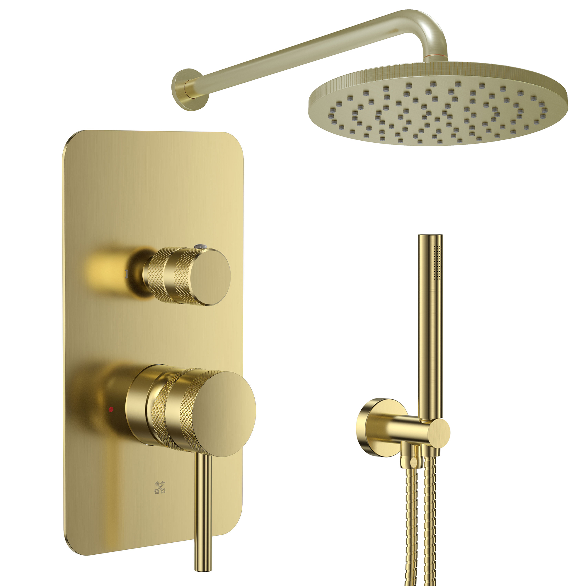 Core Shower Package with 2 Outlet Manual Valve, Fixed Wall Mounted Shower Head & Shower Kit