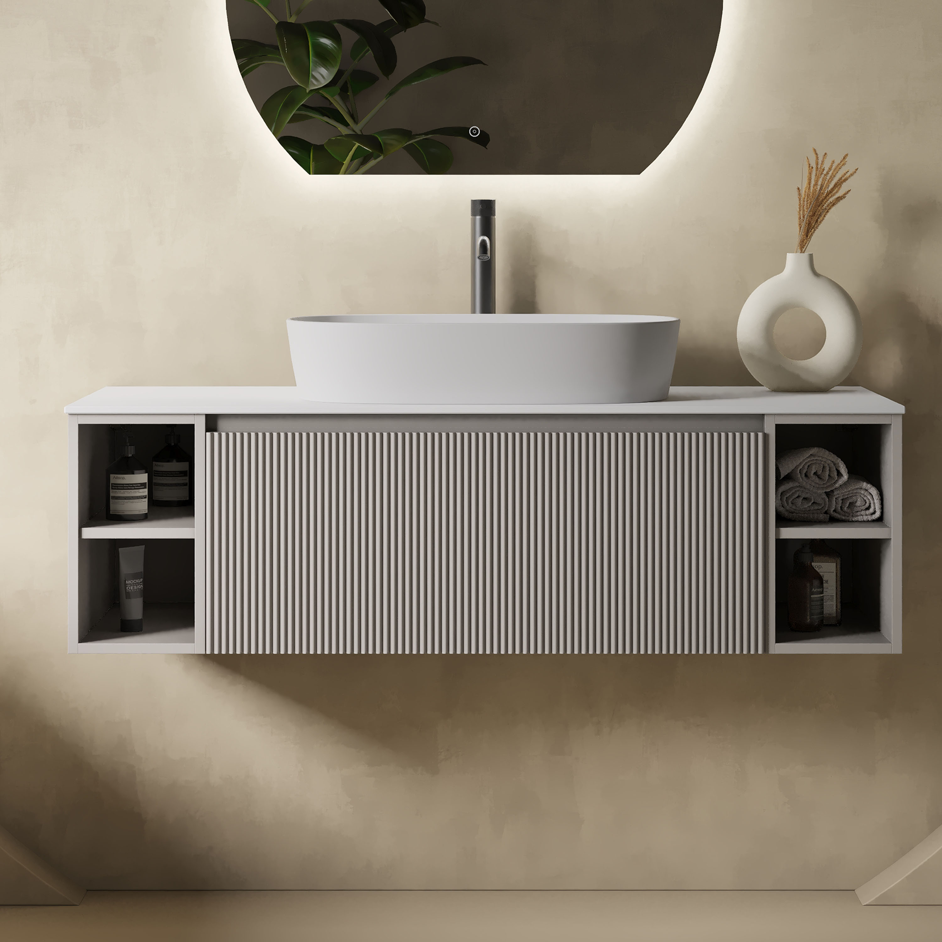 Drench Groove Fluted Furniture Sample - Soft Coffee
