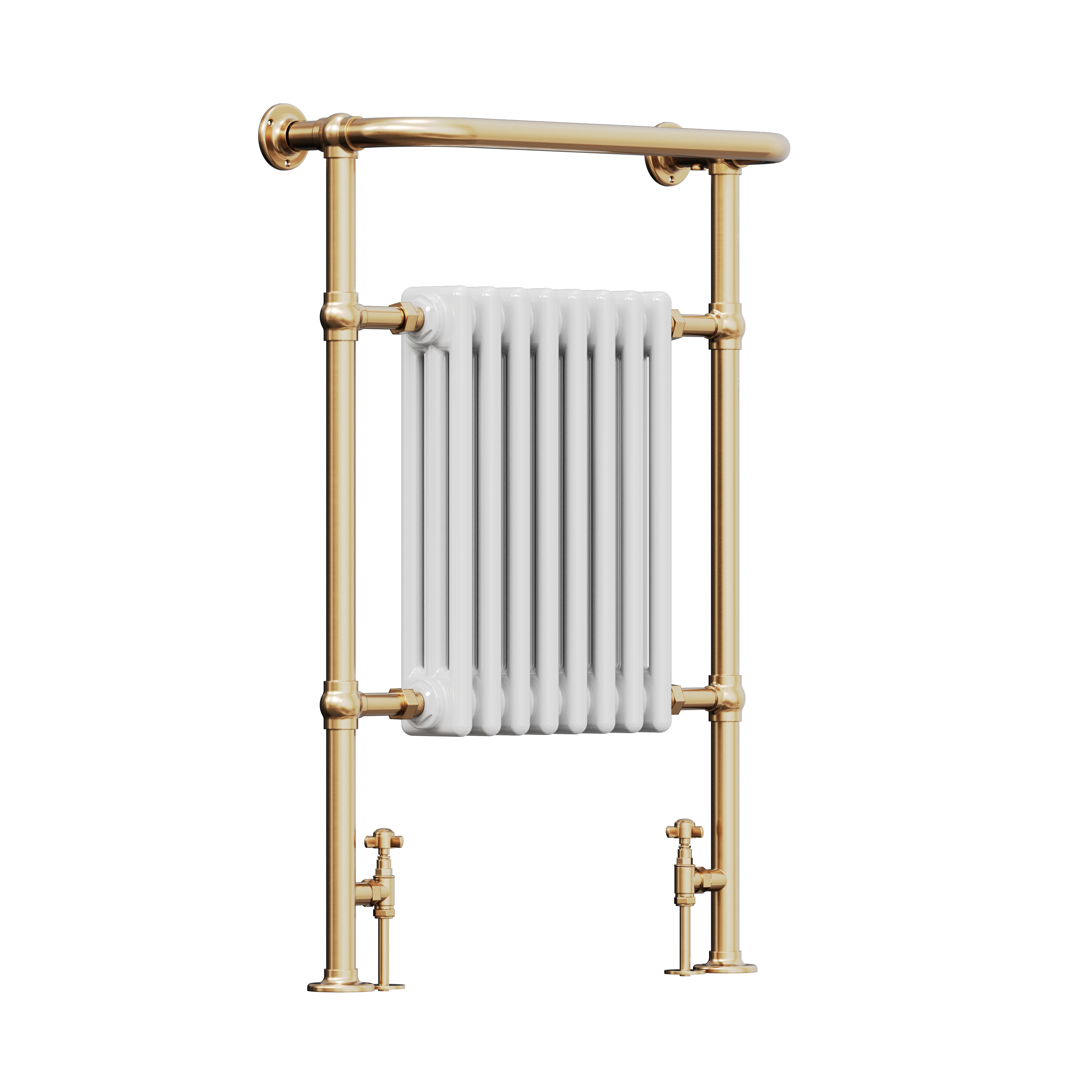 Toasty Penrose Brushed Brass Traditional Heated Towel Rail - 965 x 675mm