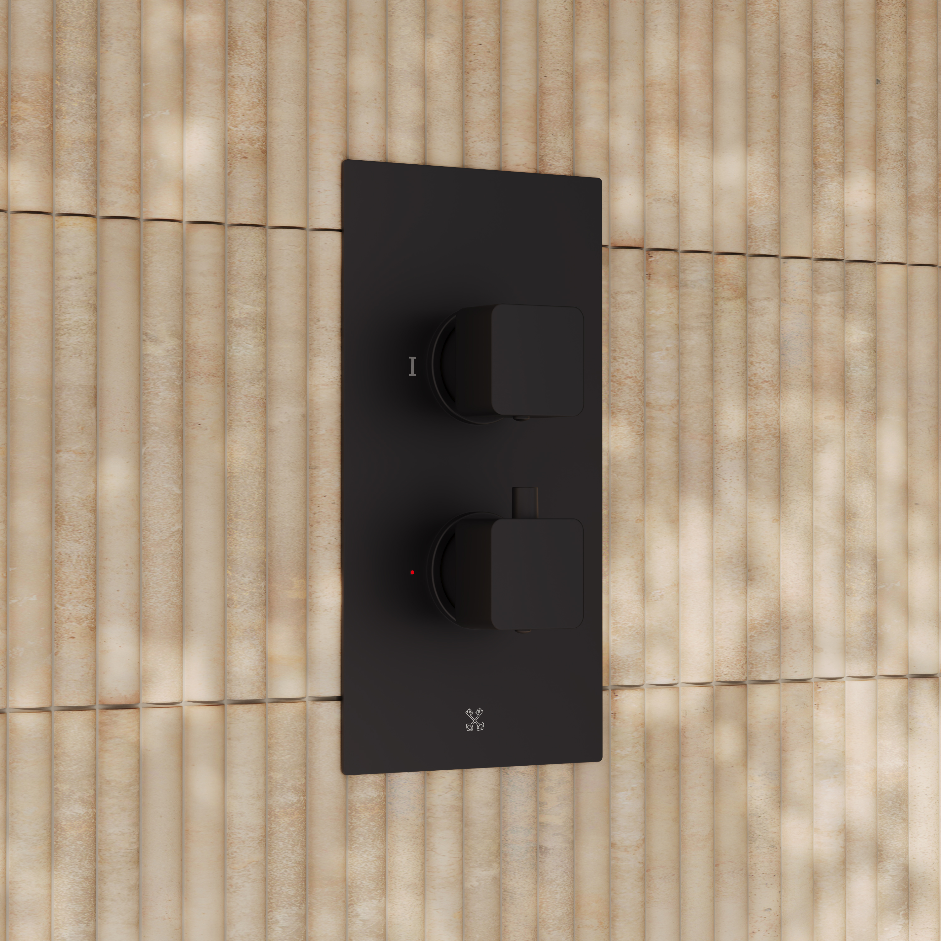 Core Portrait Shower Package with 2 Outlet Valve, Fixed Wall Mounted Square Shower Head & Shower Wall Kit