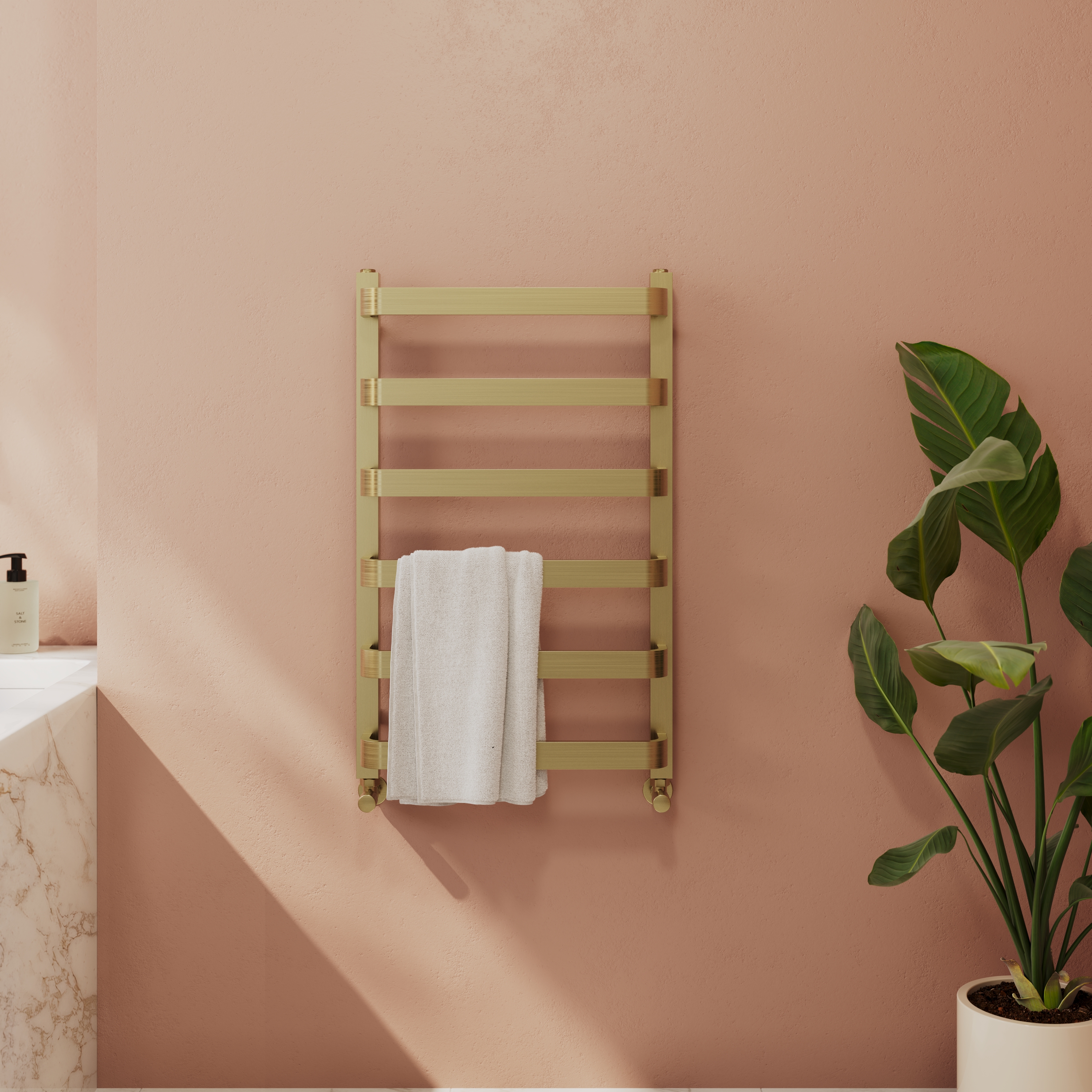 Toasty Balance Brushed Brass Heated Towel Rail