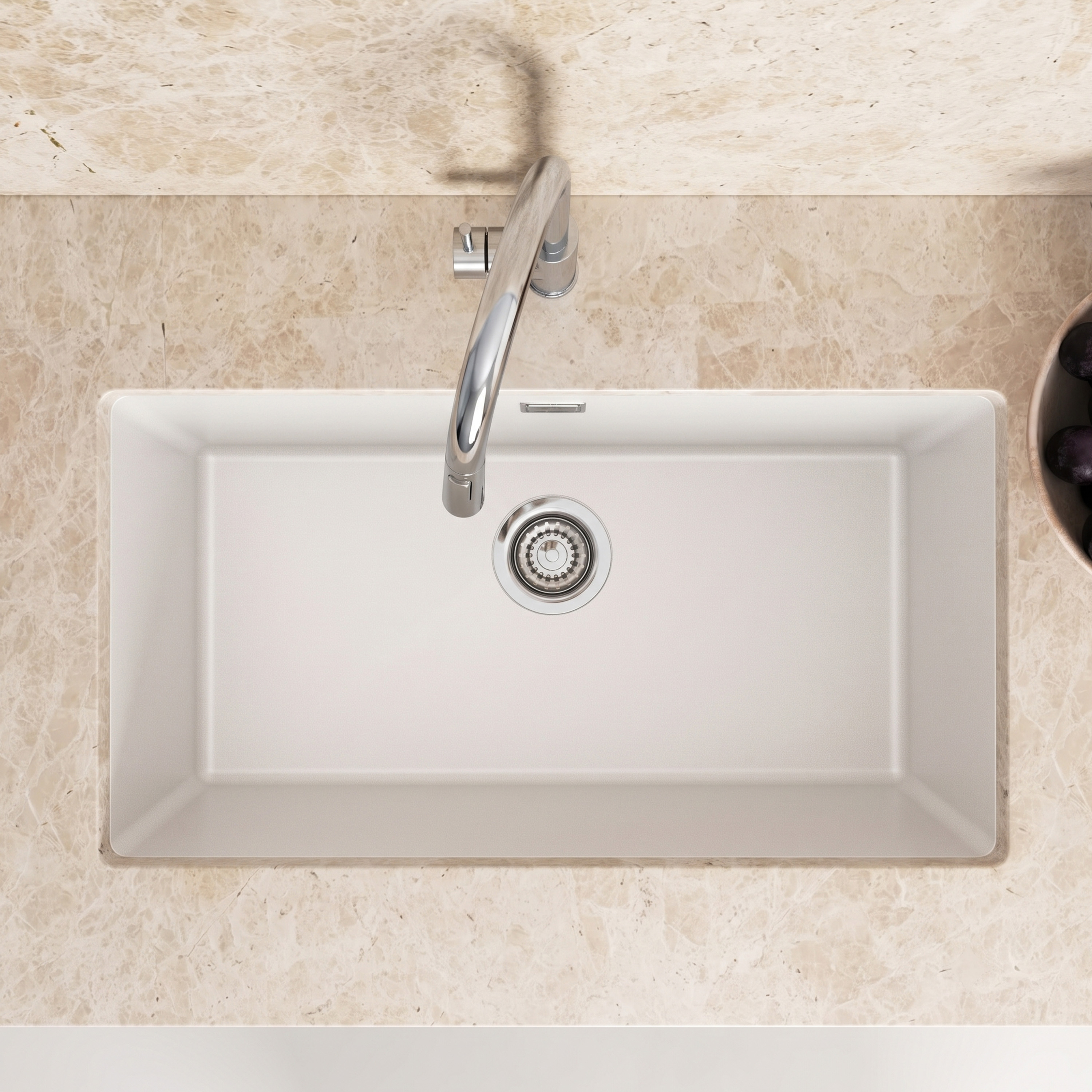 Vellamo Terra XL 1 Bowl Granite Composite Inset / Undermount Kitchen Sink & Waste - 774 x 434mm