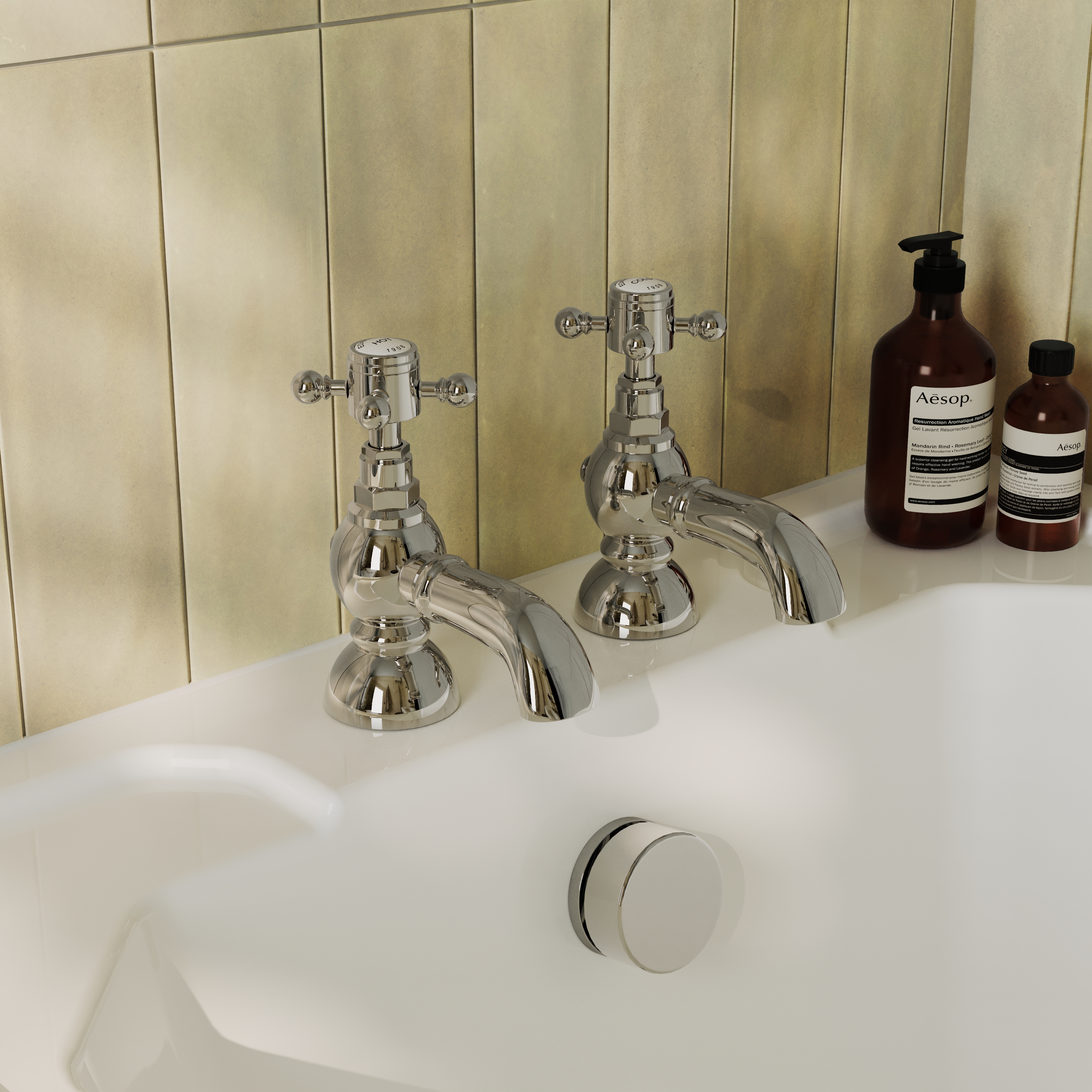 Butler & Rose Eliza Crosshead Bath Pillar Taps