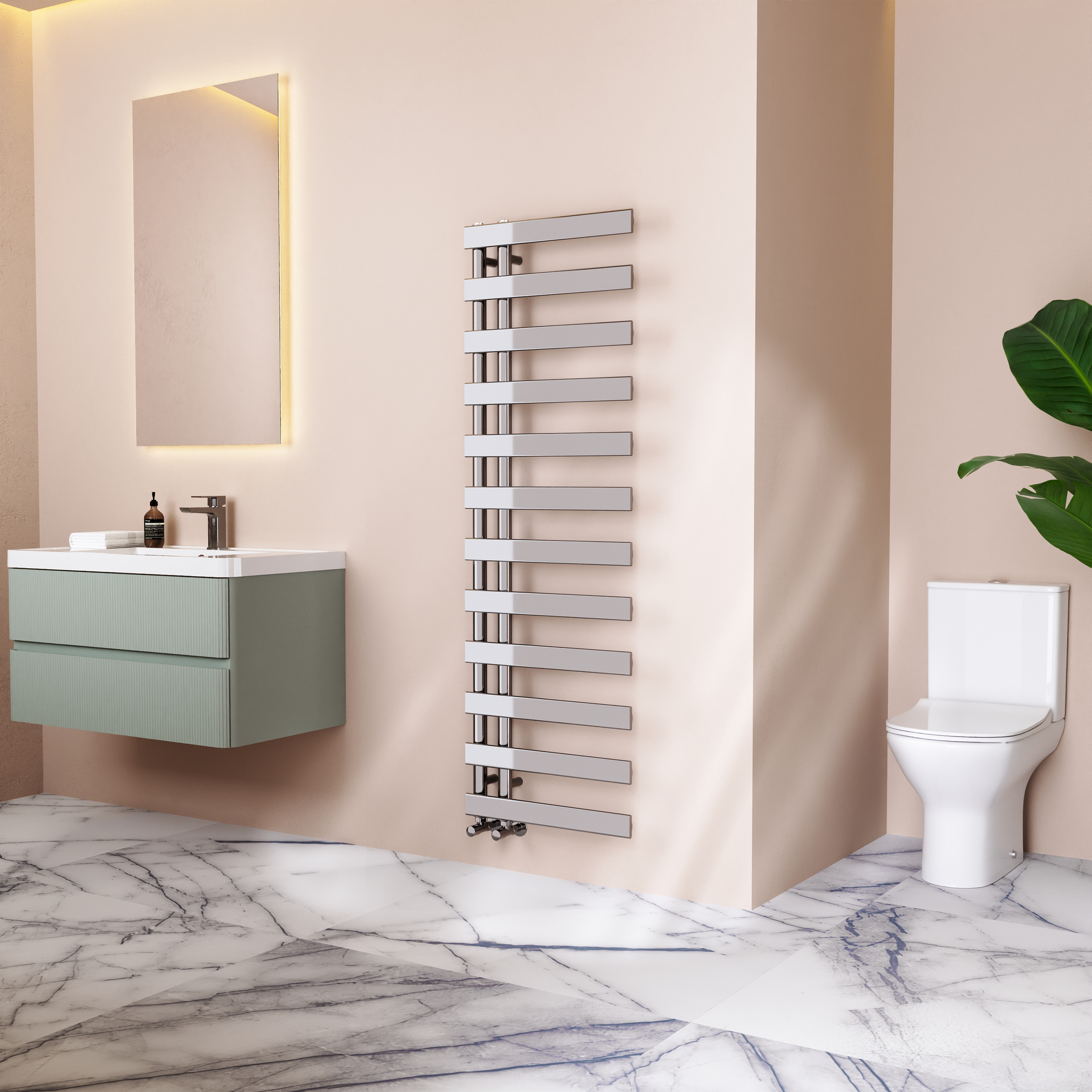 Toasty Retreat Chrome Offset Heated Towel Rail