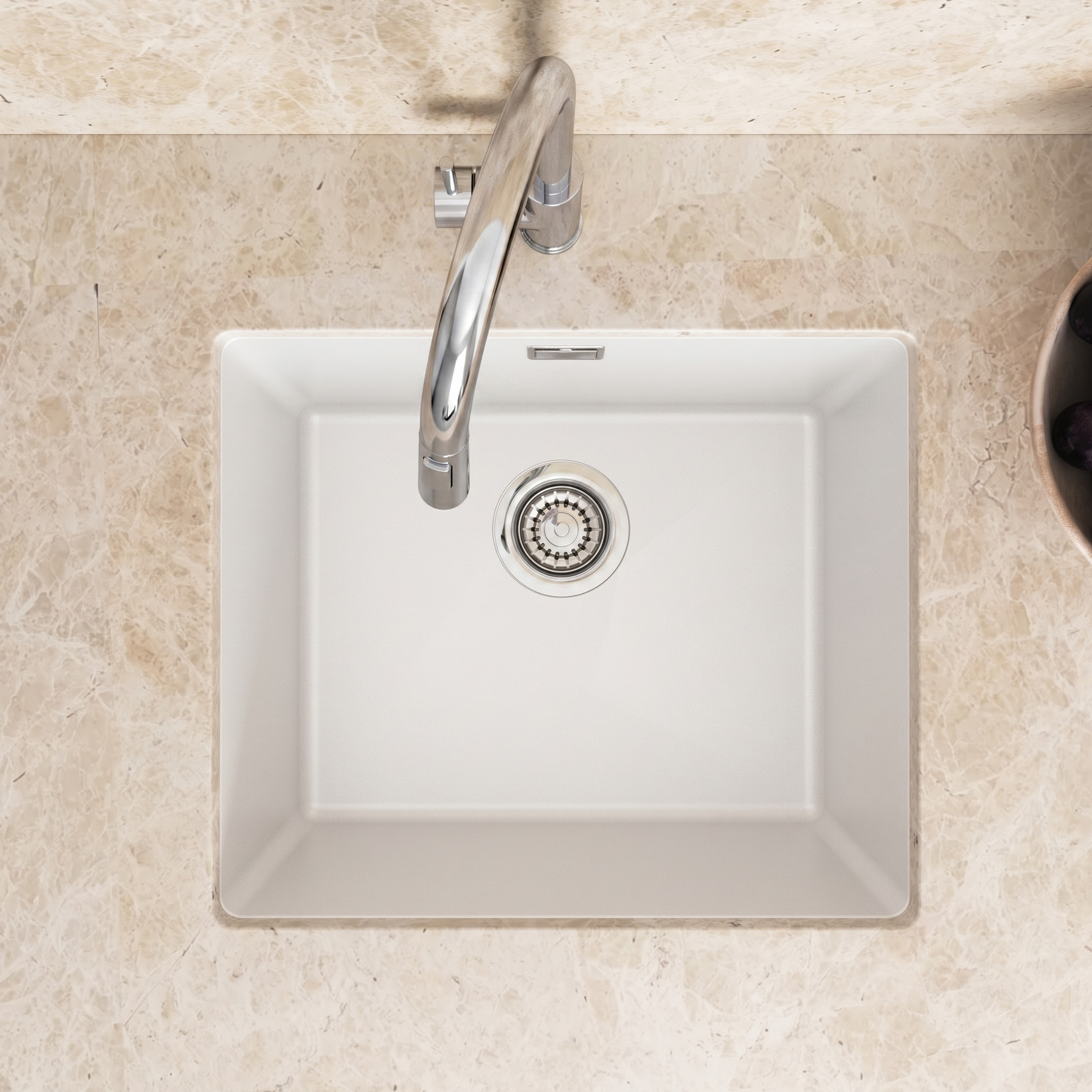 Vellamo Terra 1 Bowl Granite Composite Inset / Undermount Kitchen Sink & Waste - 533 x 457mm
