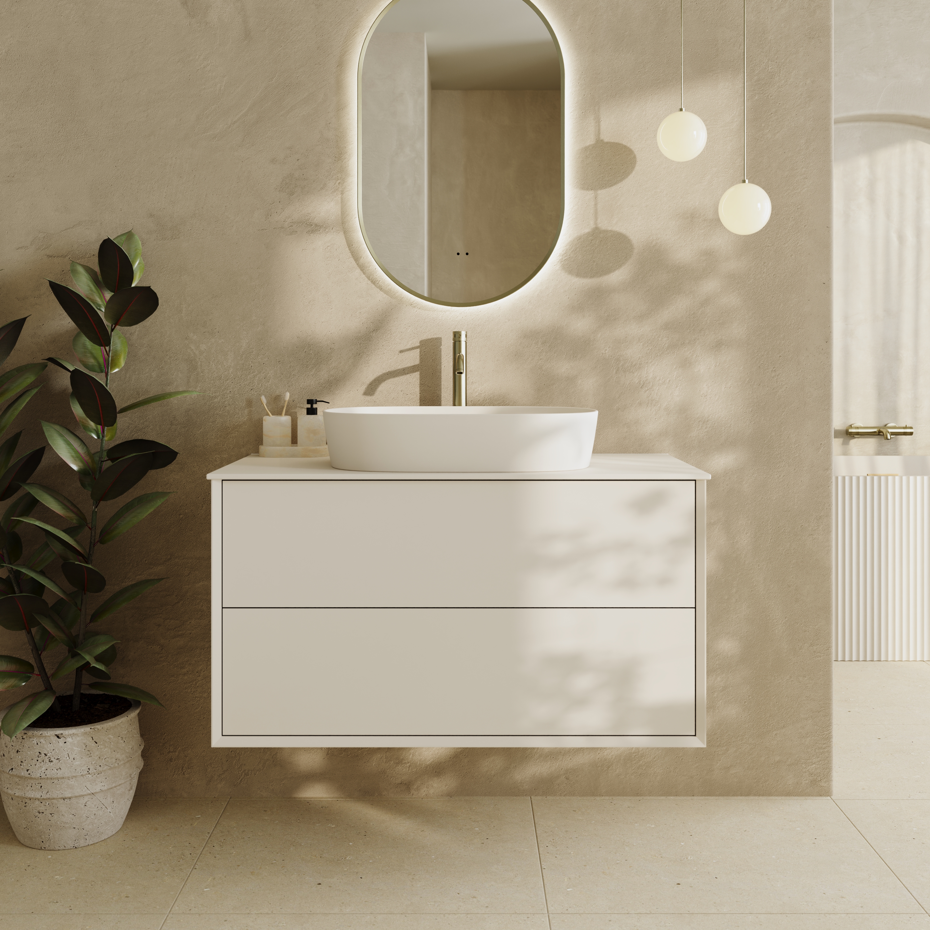 Oslo 1000mm Wall Mounted Vanity Unit & Sintered Stone Countertop