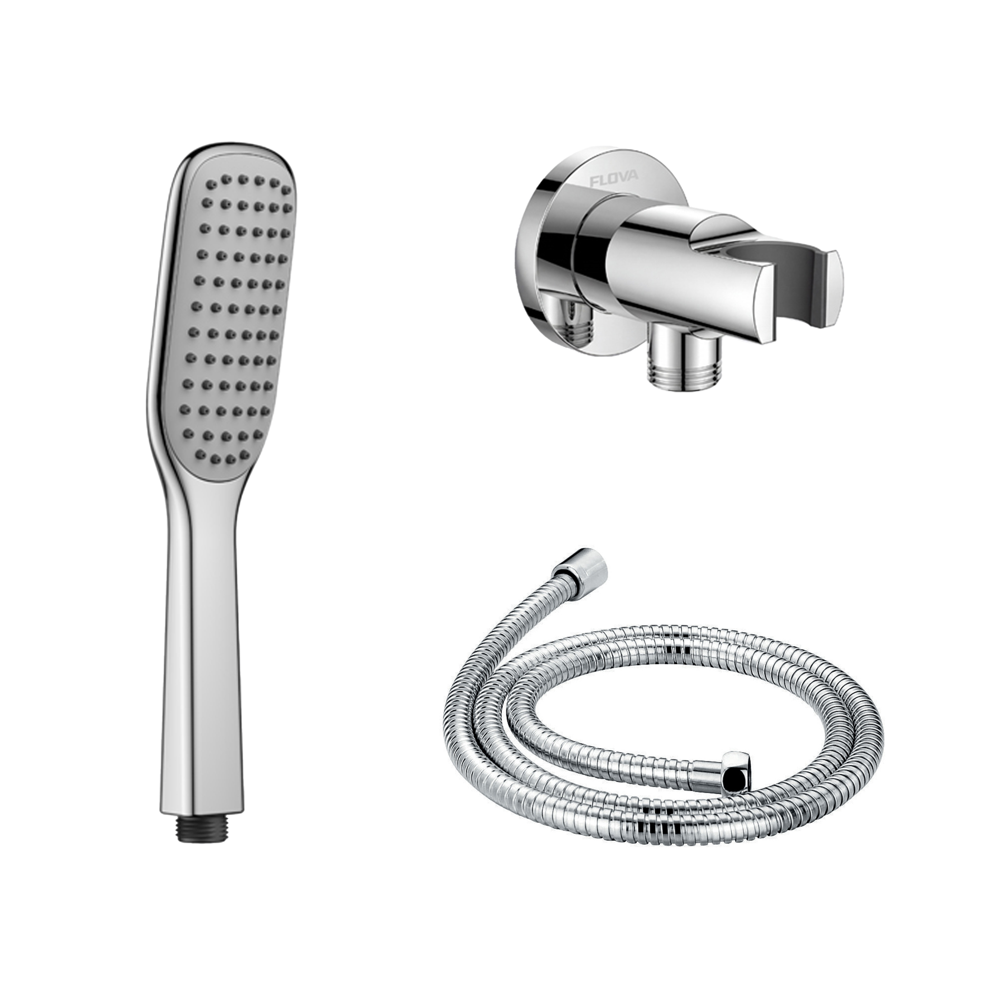 Flova Urban Mini Shower Kit with Wall Outlet Bracket, Handset & Hose