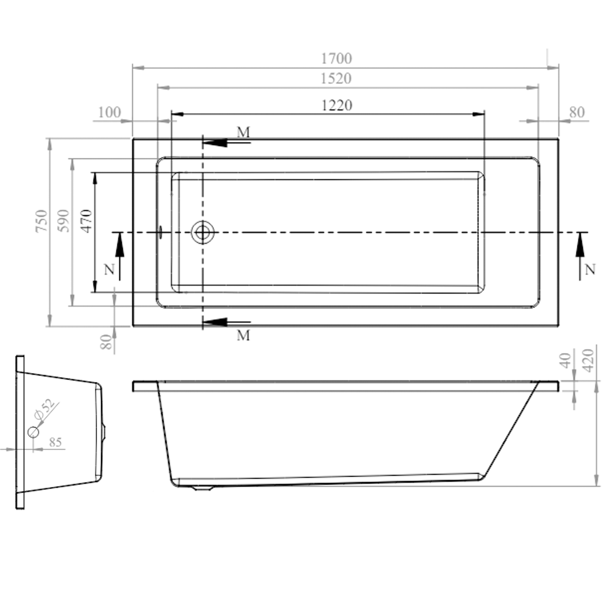Emily Complete Bathroom Suite with Reinforced Bath & Rimless Toilet