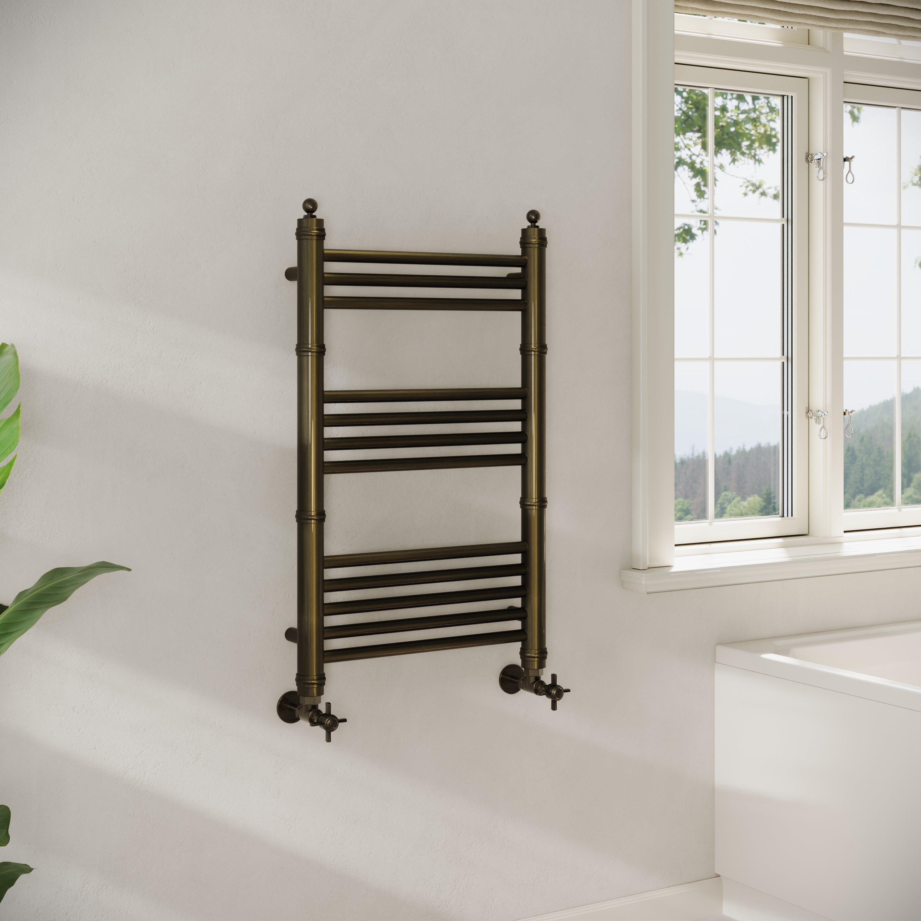 Toasty Vale Antique Brass Traditional Ladder Heated Towel Rail