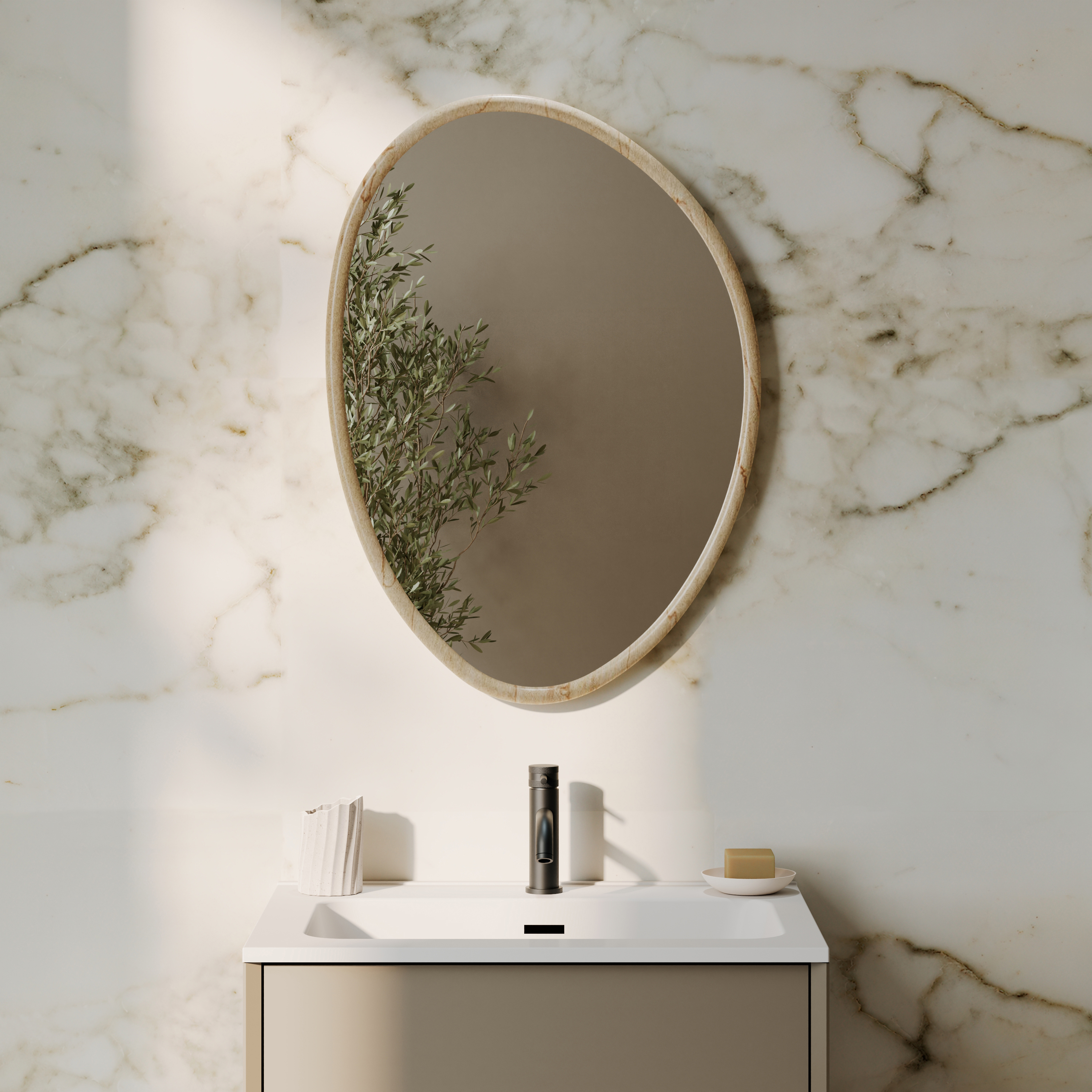 Siena Stone Effect Framed Mirror - 500 x 700mm