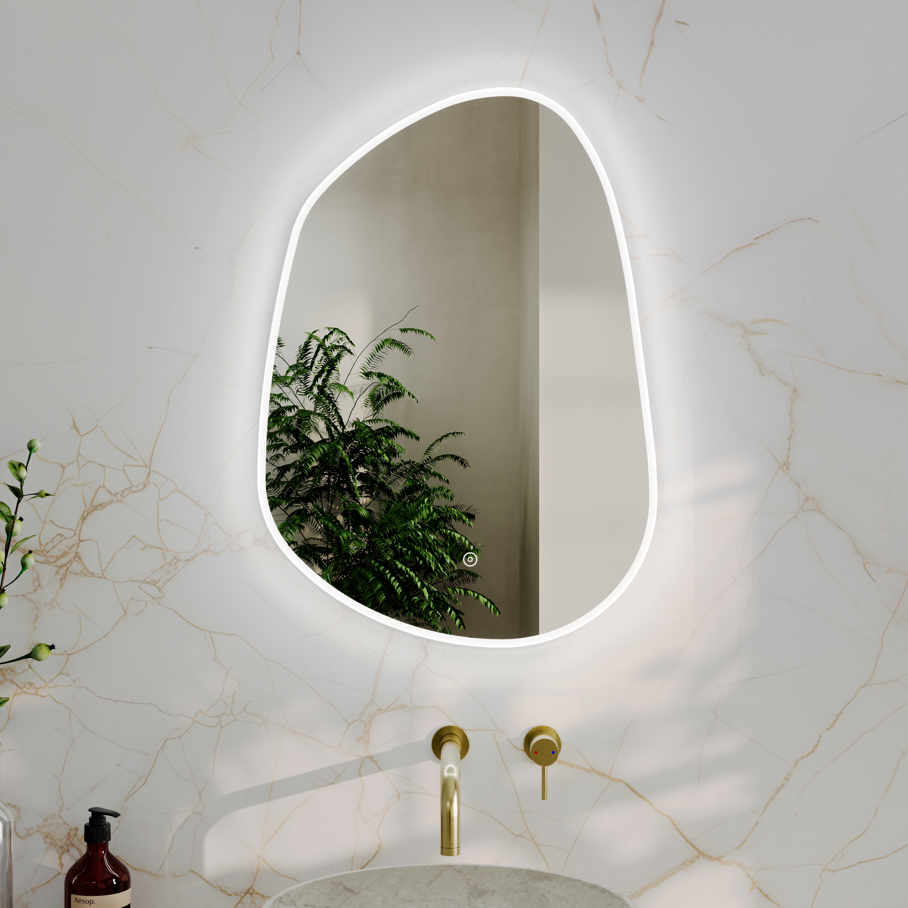 Organics Pond LED illuminated Mirror with Demister Pad & Colour Change Lights - 500 x 700mm