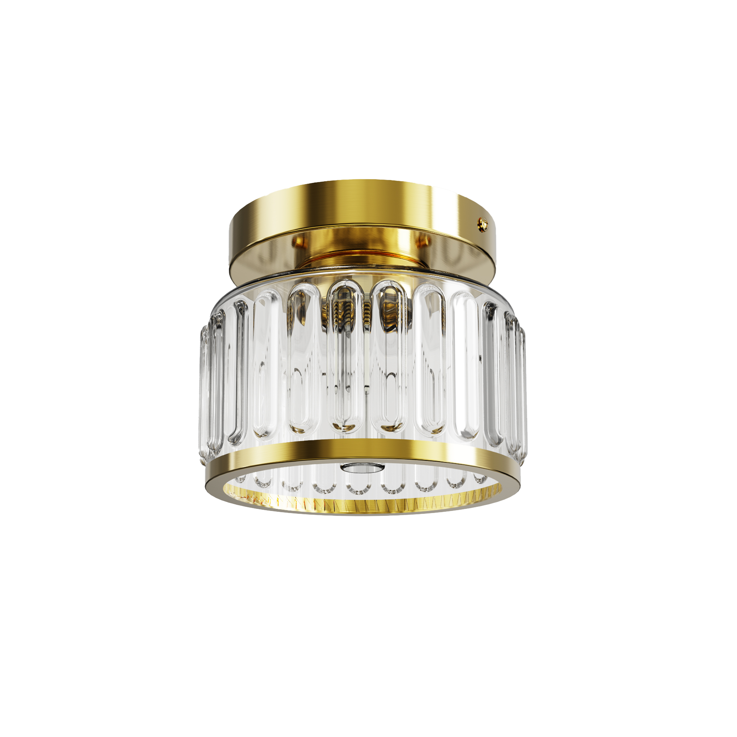 Butler & Rose Small Fluted Glass Ceiling Light - Brushed Brass