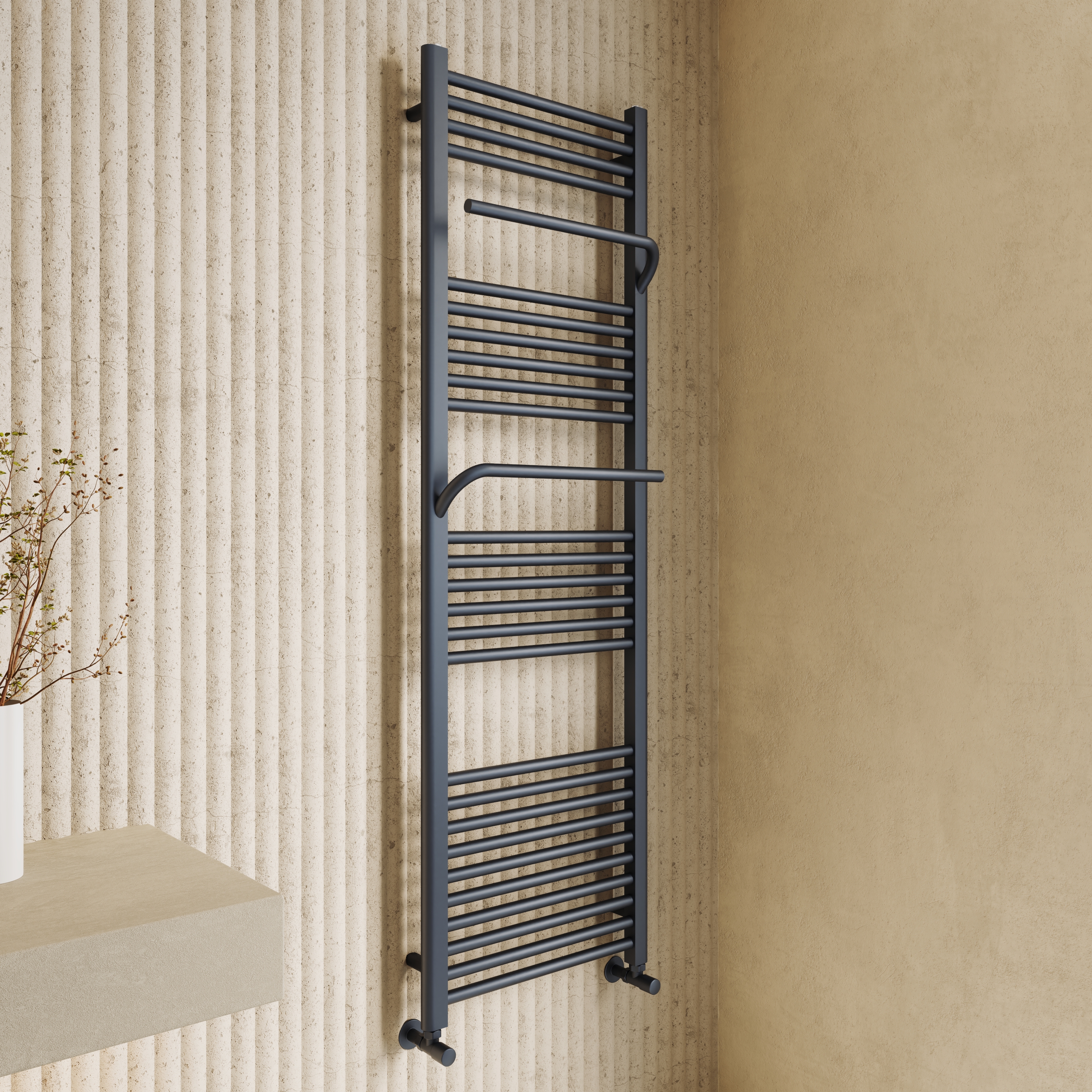 Toasty Wisp Anthracite Heated Towel Rail - 1600 x 500mm