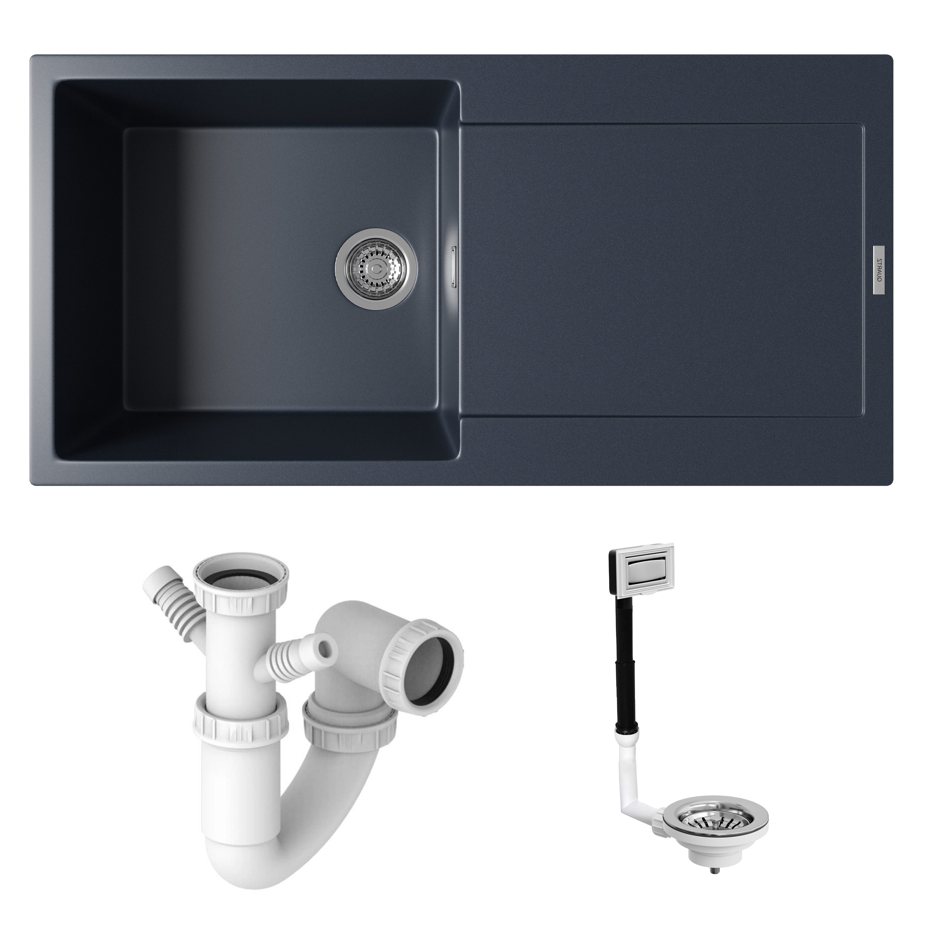 Vellamo Rocca Large 1 Bowl Granite Composite Inset Kitchen Sink & Waste - 1000 x 500mm