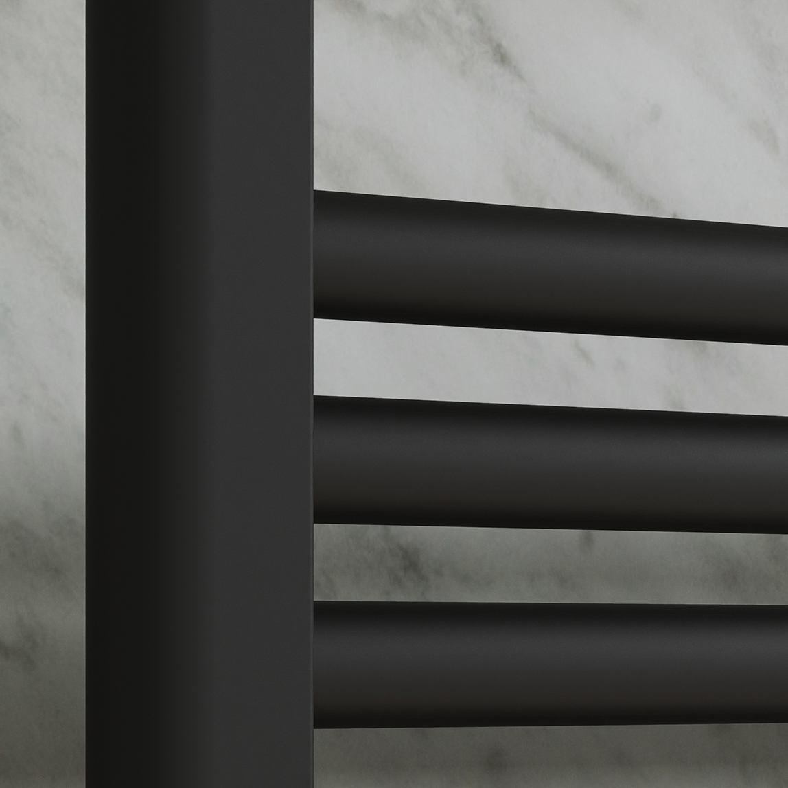 Toasty Glow Premium Matt Black 25mm Heated Towel Rail