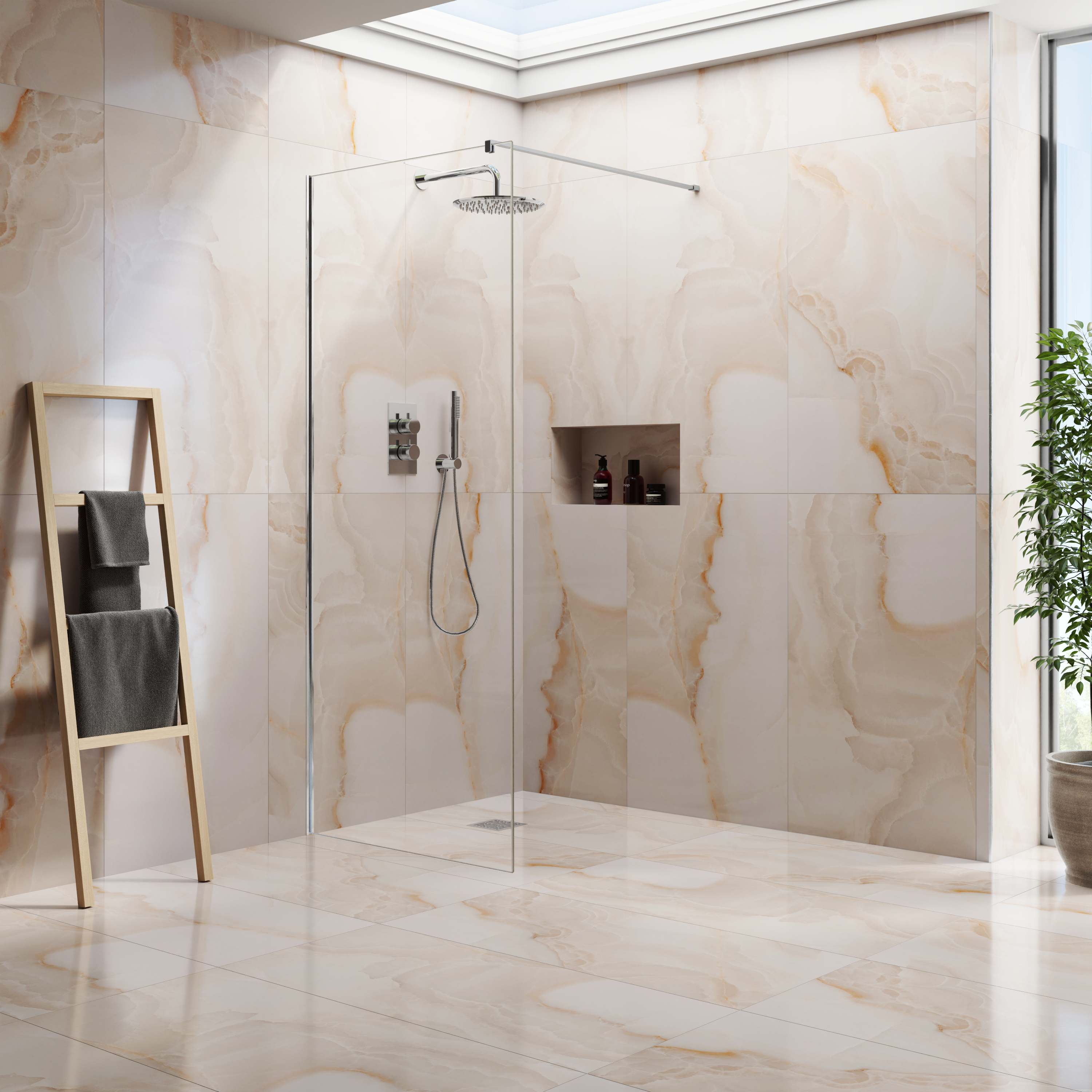 Harbour i10 10mm Easy Clean 2m Tall Frameless Wetroom Panel - Chrome