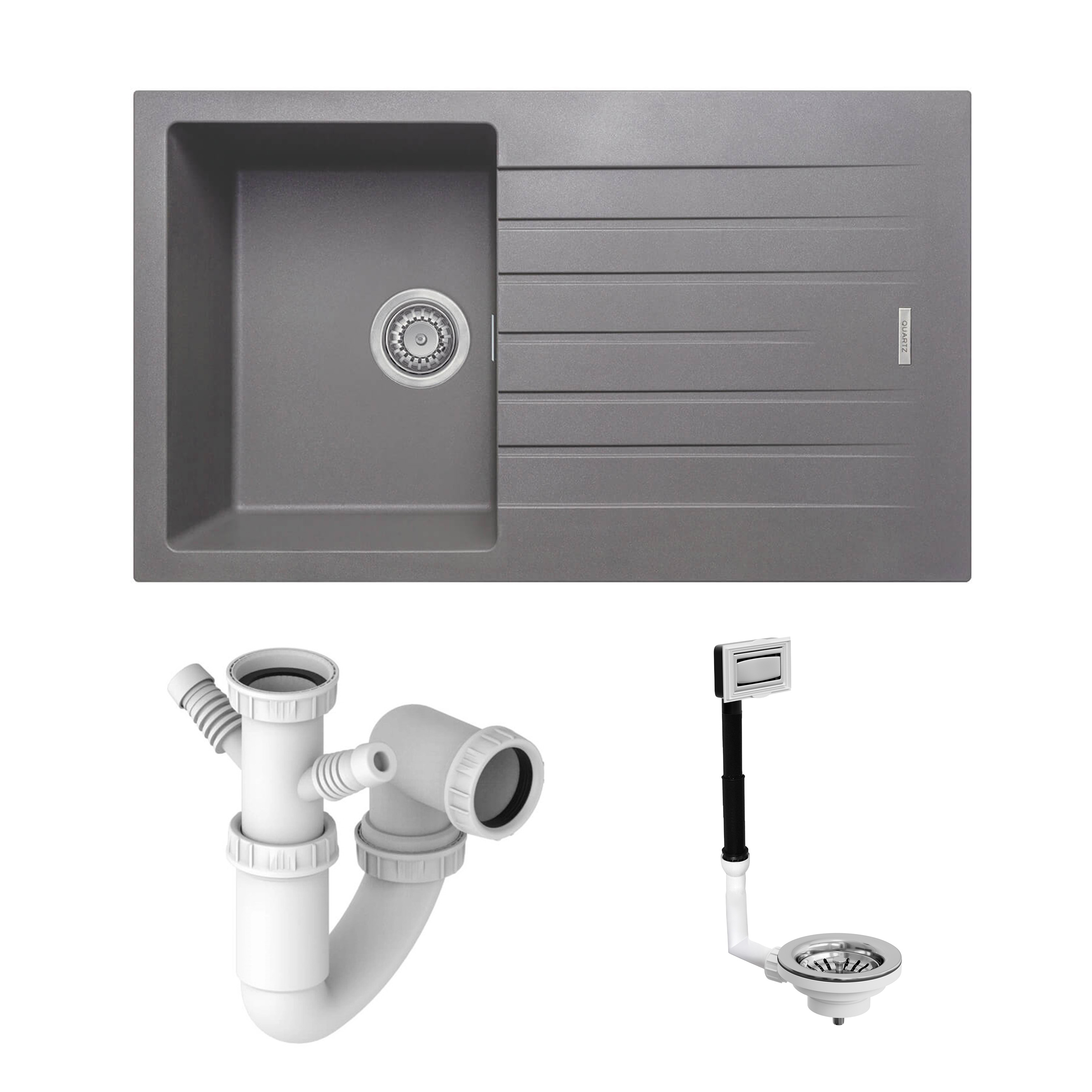 Vellamo Horizon Compact 1 Bowl Granite Composite Kitchen Sink & Waste - 860 x 500mm