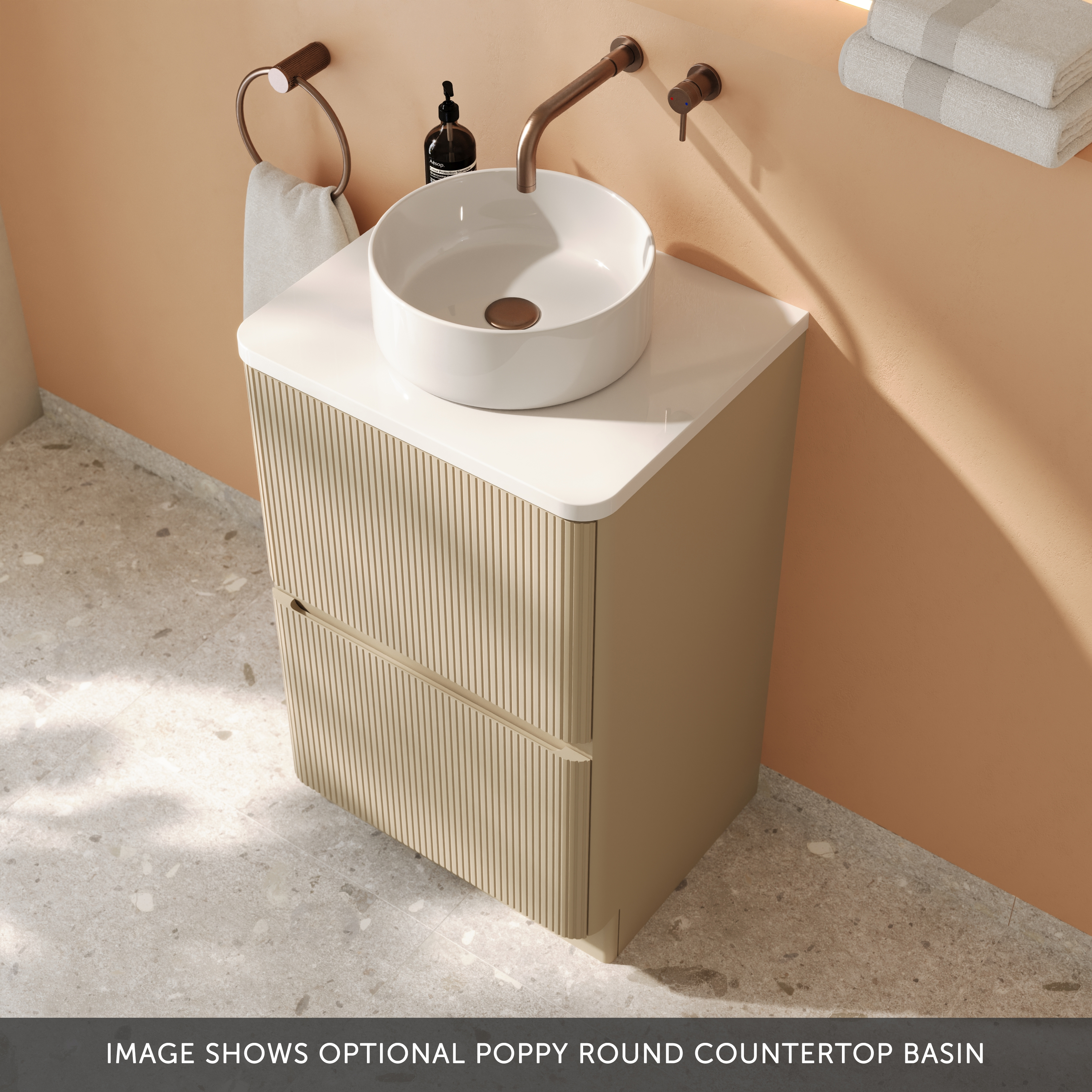 Drench Origin 500mm Fluted Floorstanding Vanity Unit & Countertop