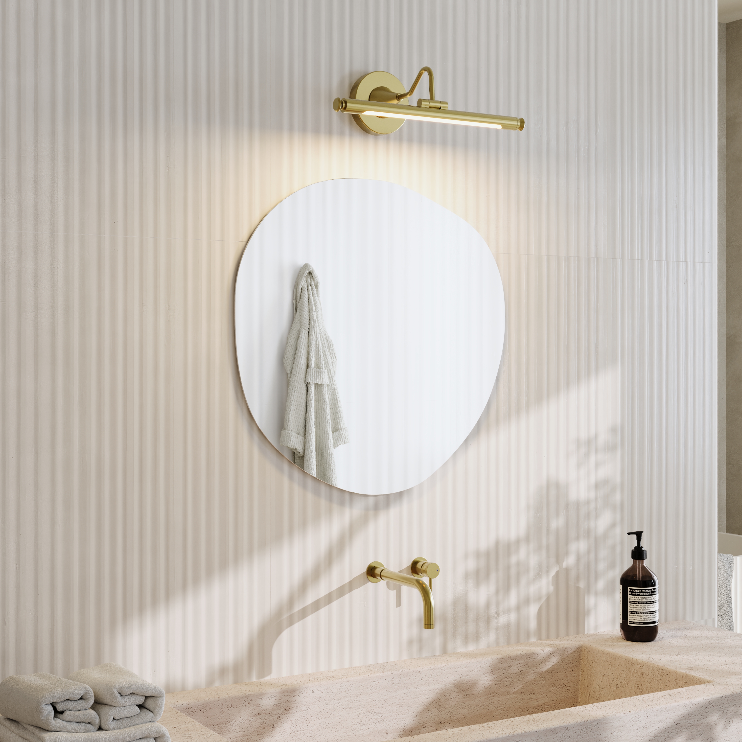 Organics Slim Mirror with Small Picture Wall Light