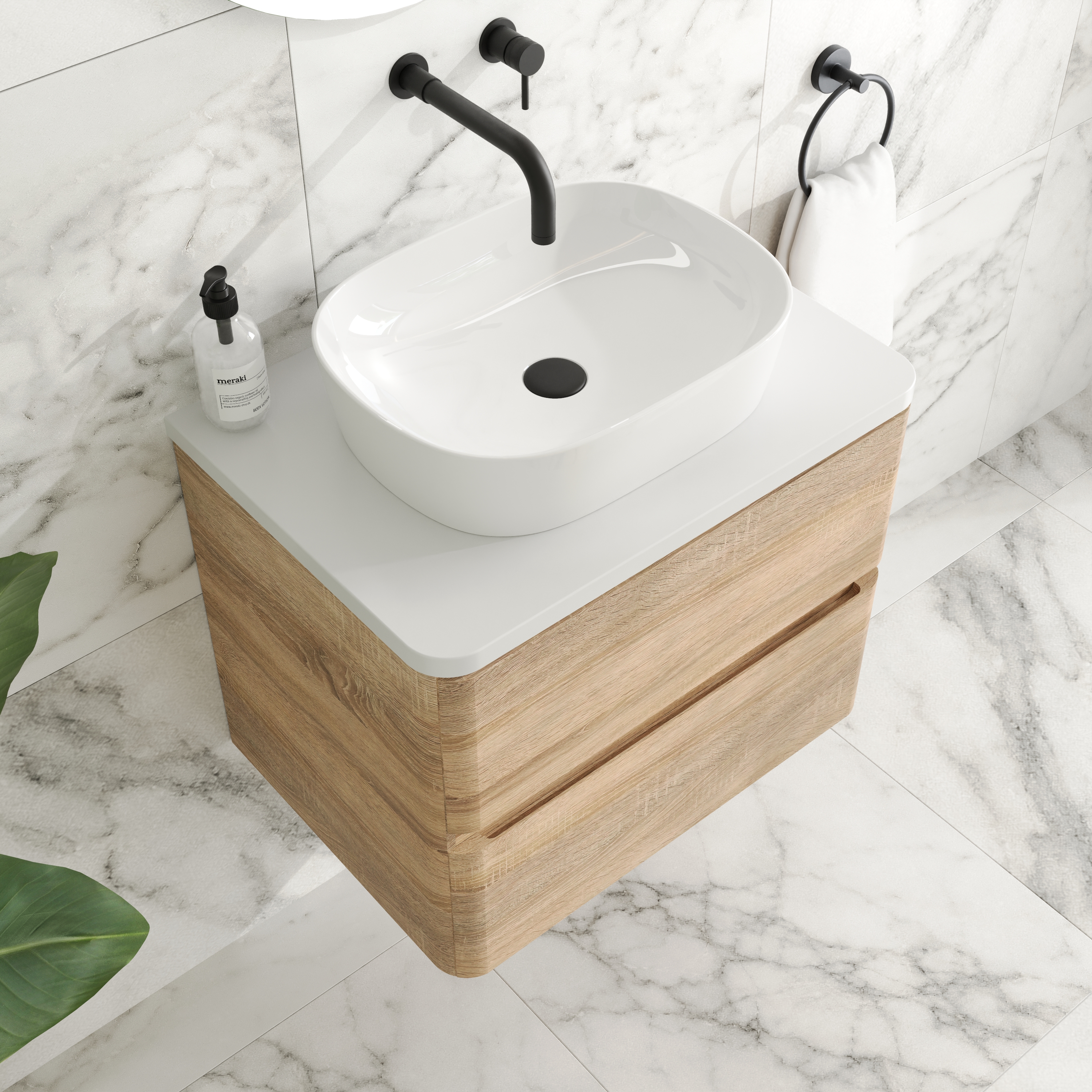Drench Origin 600mm Wall Mounted Vanity Unit & Countertop