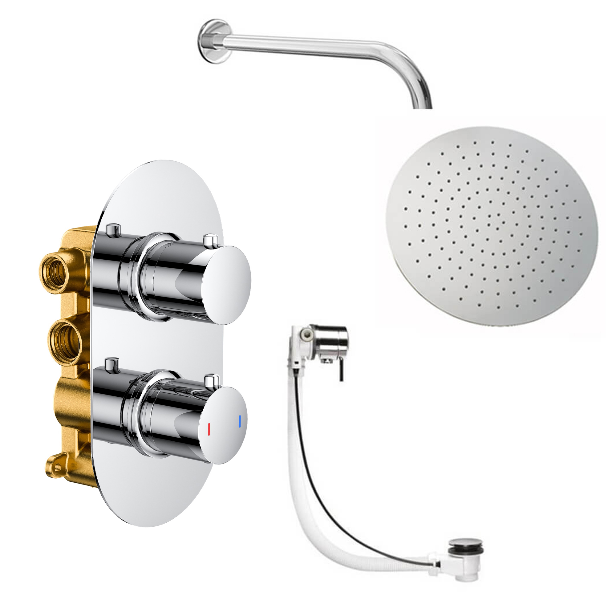 Imogen Concealed Shower Valve, Fixed Shower Head & Overflow Bath Filler