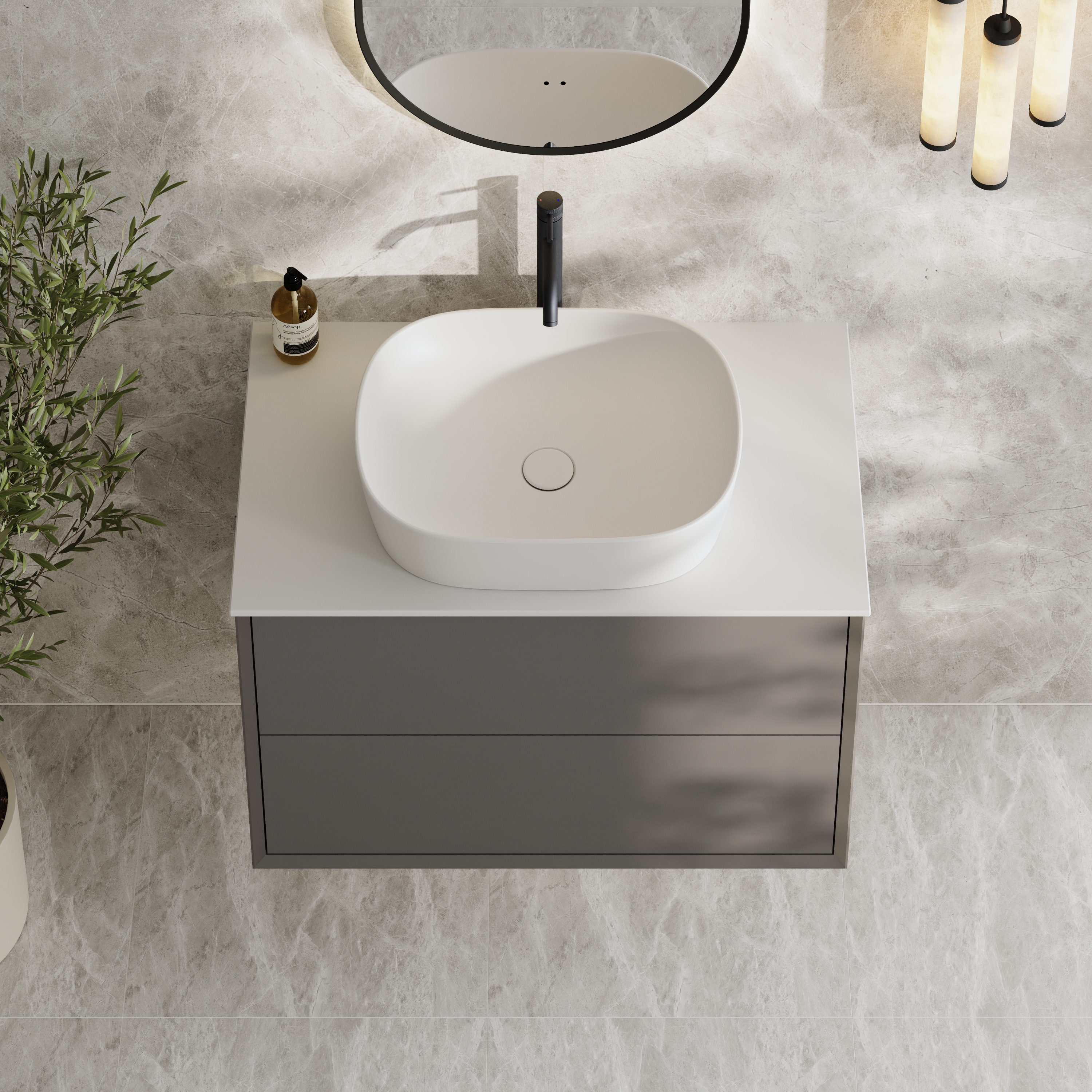 Oslo 800mm Wall Mounted Vanity Unit & Sintered Stone Countertop