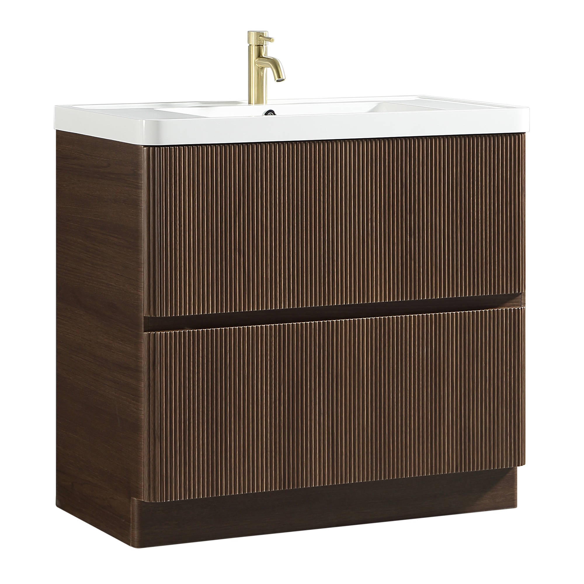 Drench Origin 900mm Fluted Floorstanding Vanity Unit & Polymarble Basin