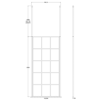 Vellamo City 8mm Easy Clean Matt Black Framed Freestanding Walk In Panel & Ceiling Posts