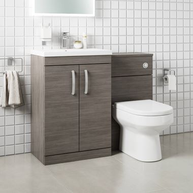 Drench Emily 1100mm Combination Bathroom Toilet & 2 Door Sink Unit - Grey Avola