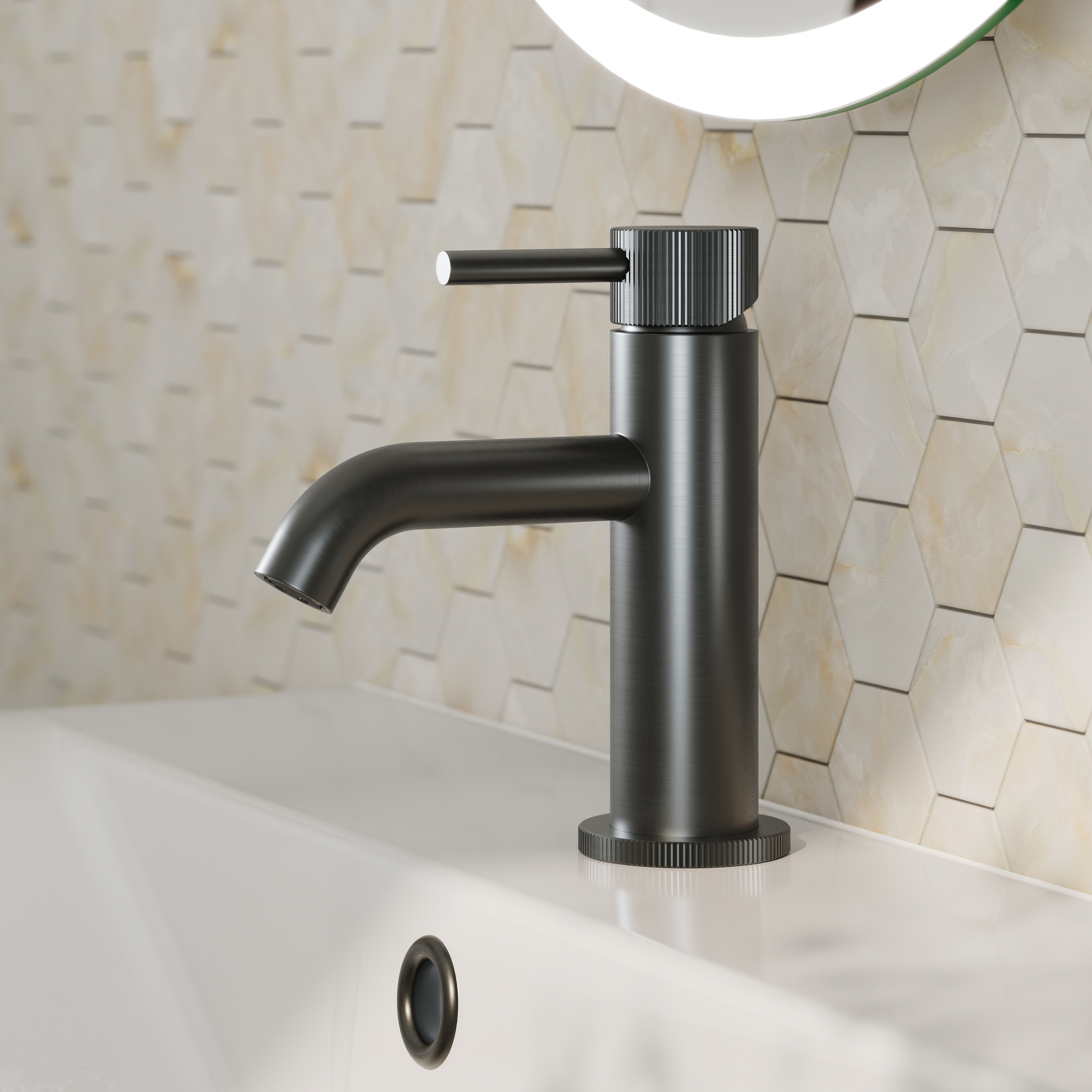 Harbour Fluted Mini Mono Basin Mixer Tap & Waste