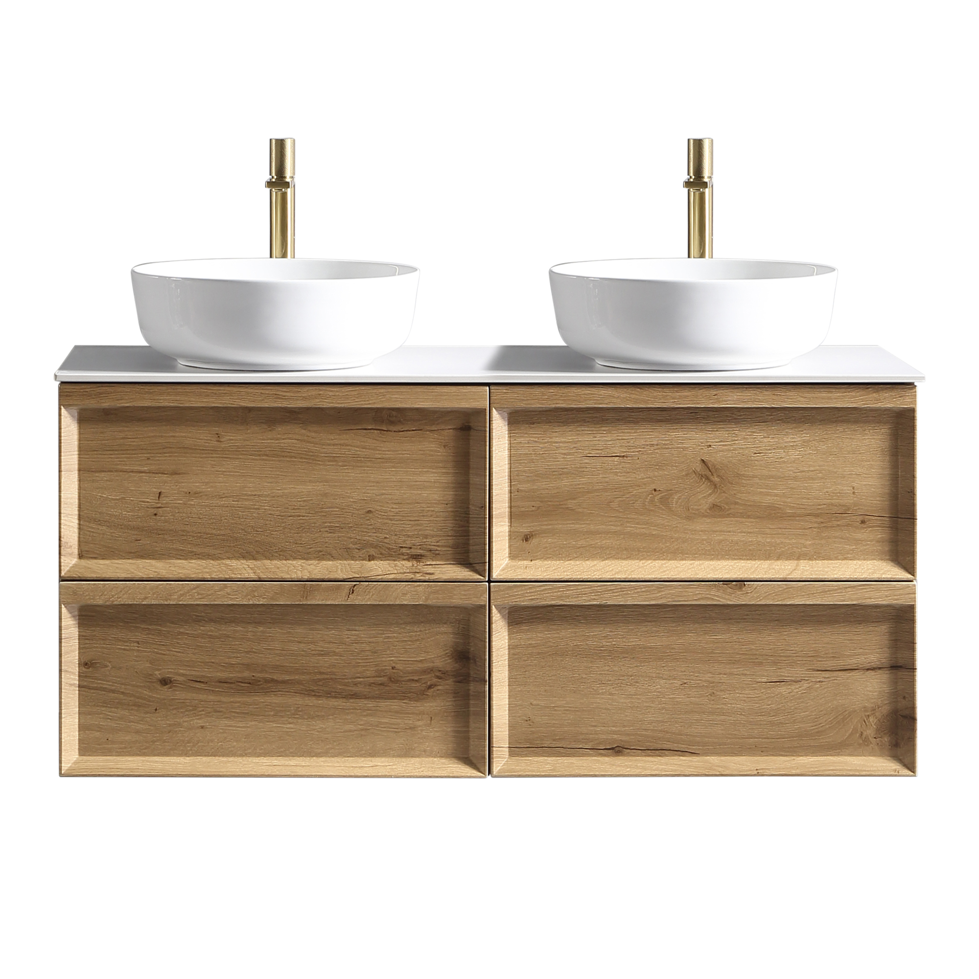 Aura 1200mm Wall Mounted Natural Oak Vanity Unit & Sintered Stone Countertop