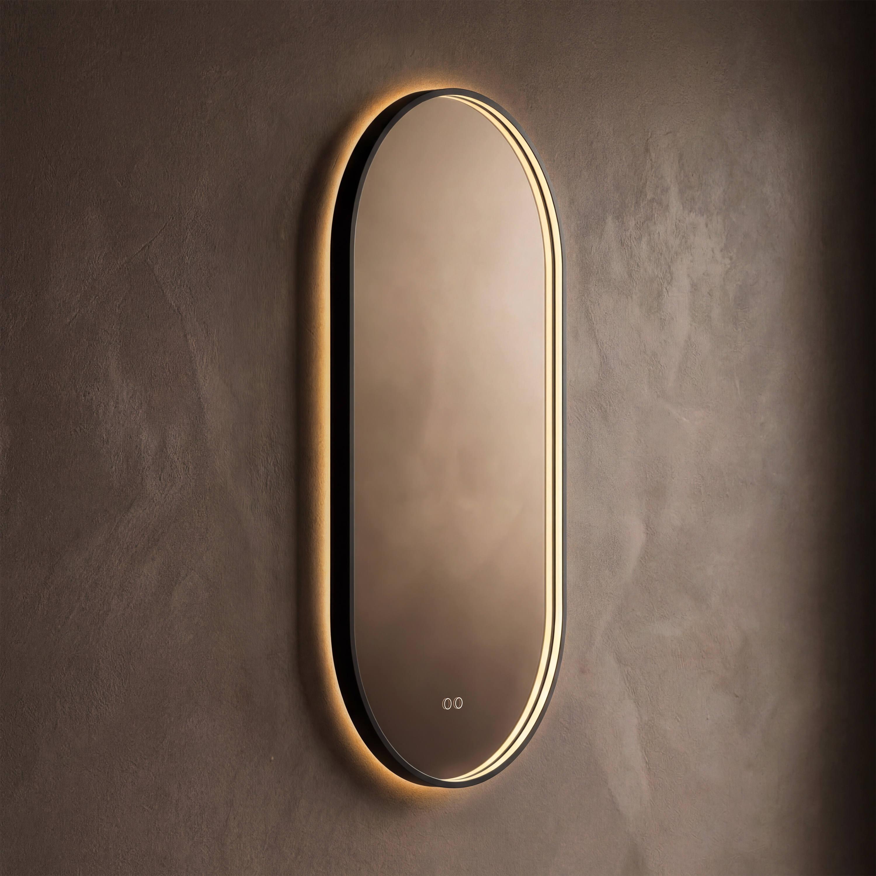 Origins Living Kingsley Matt Black Illuminated Capsule Mirror with Colour Change Lights - 500 x 1000mm