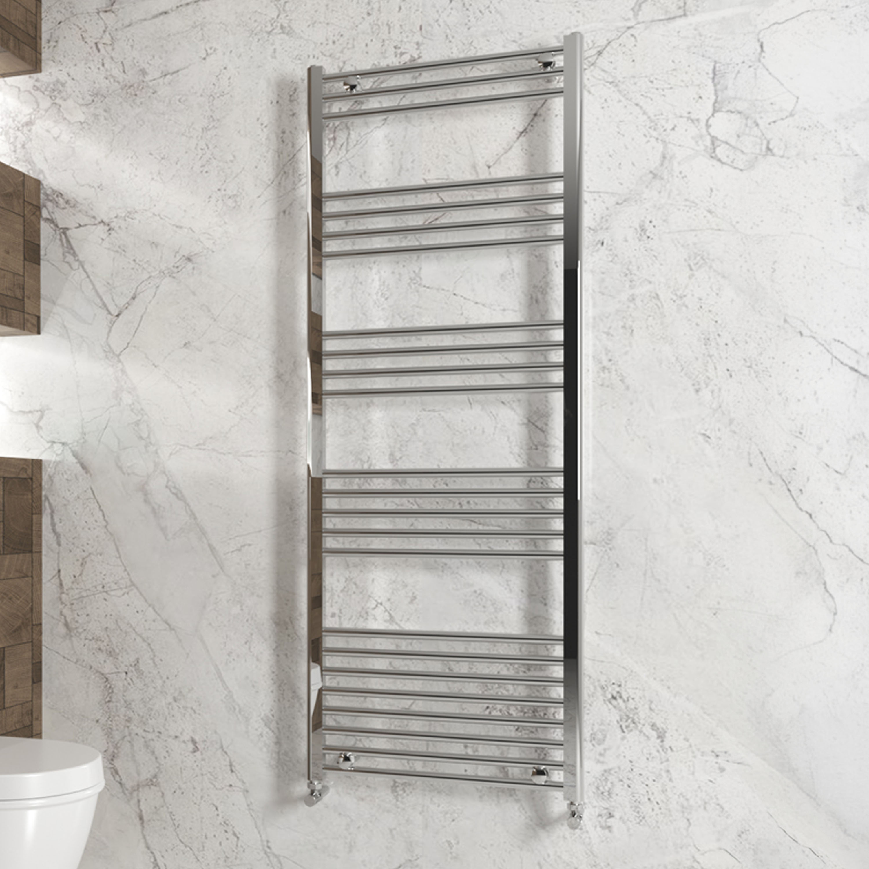 Carisa Nile Flat Vertical Steel Ladder Heated Towel Rail