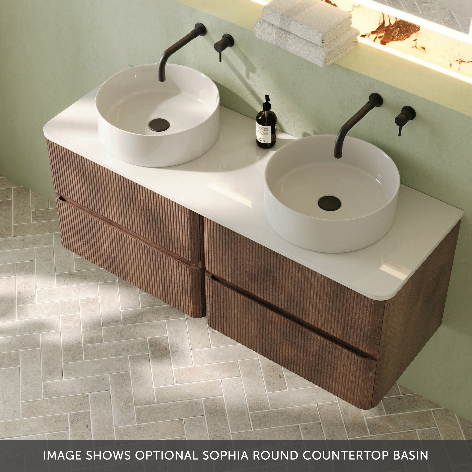 Drench Origin 1200mm Fluted Wall Mounted Vanity Unit & Countertop