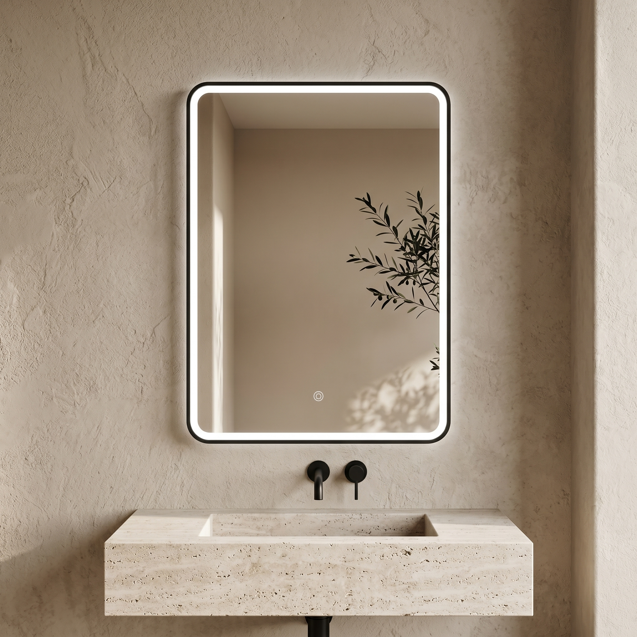 Drench Noir LED Illuminated Black Framed Mirror with Demister Pad - 500 x 700mm
