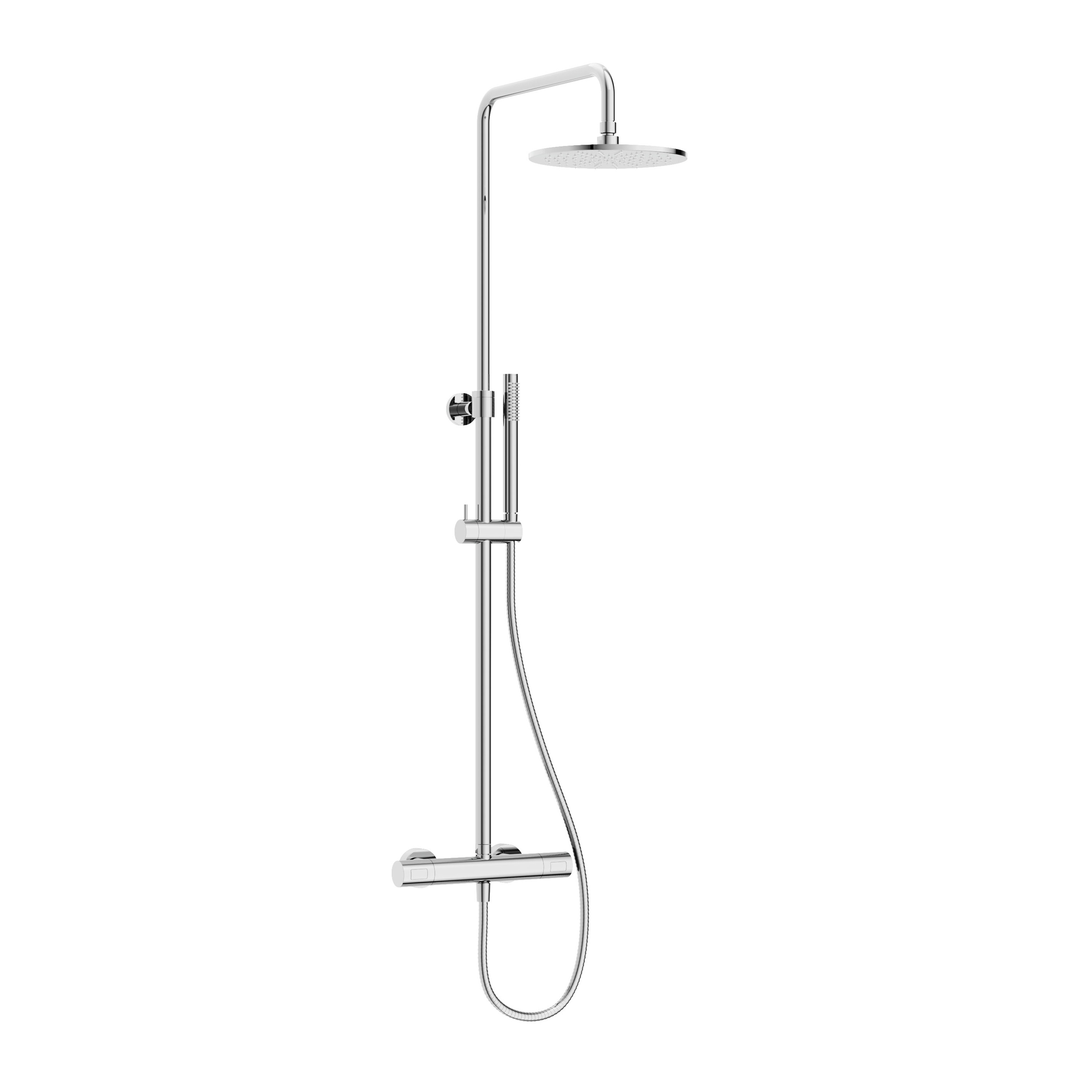 Crosswater Central Thermostatic Exposed Shower Kit With Height Adjustable Rigid Riser - Polished Chrome