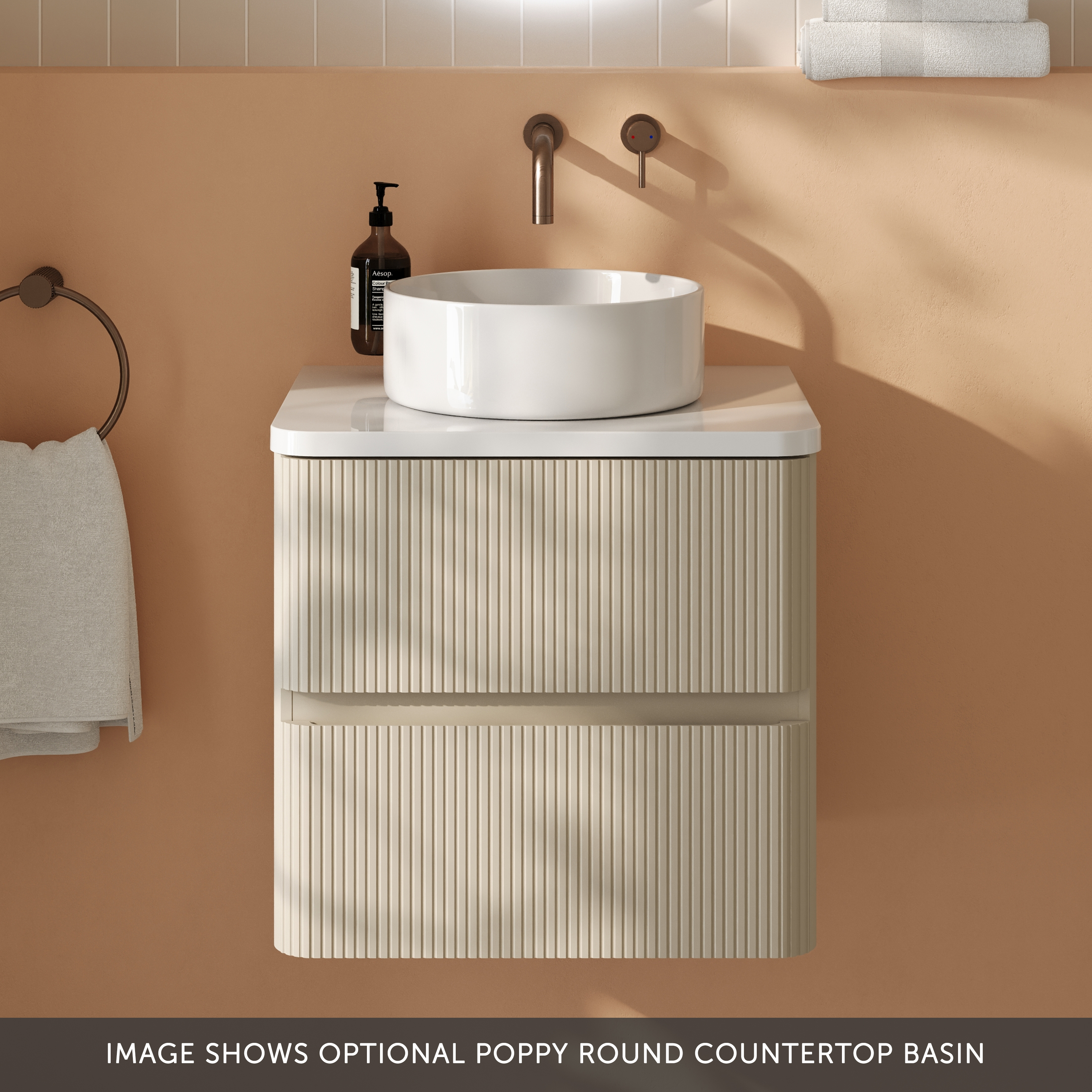 Drench Origin 500mm Fluted Wall Mounted Vanity Unit & Countertop